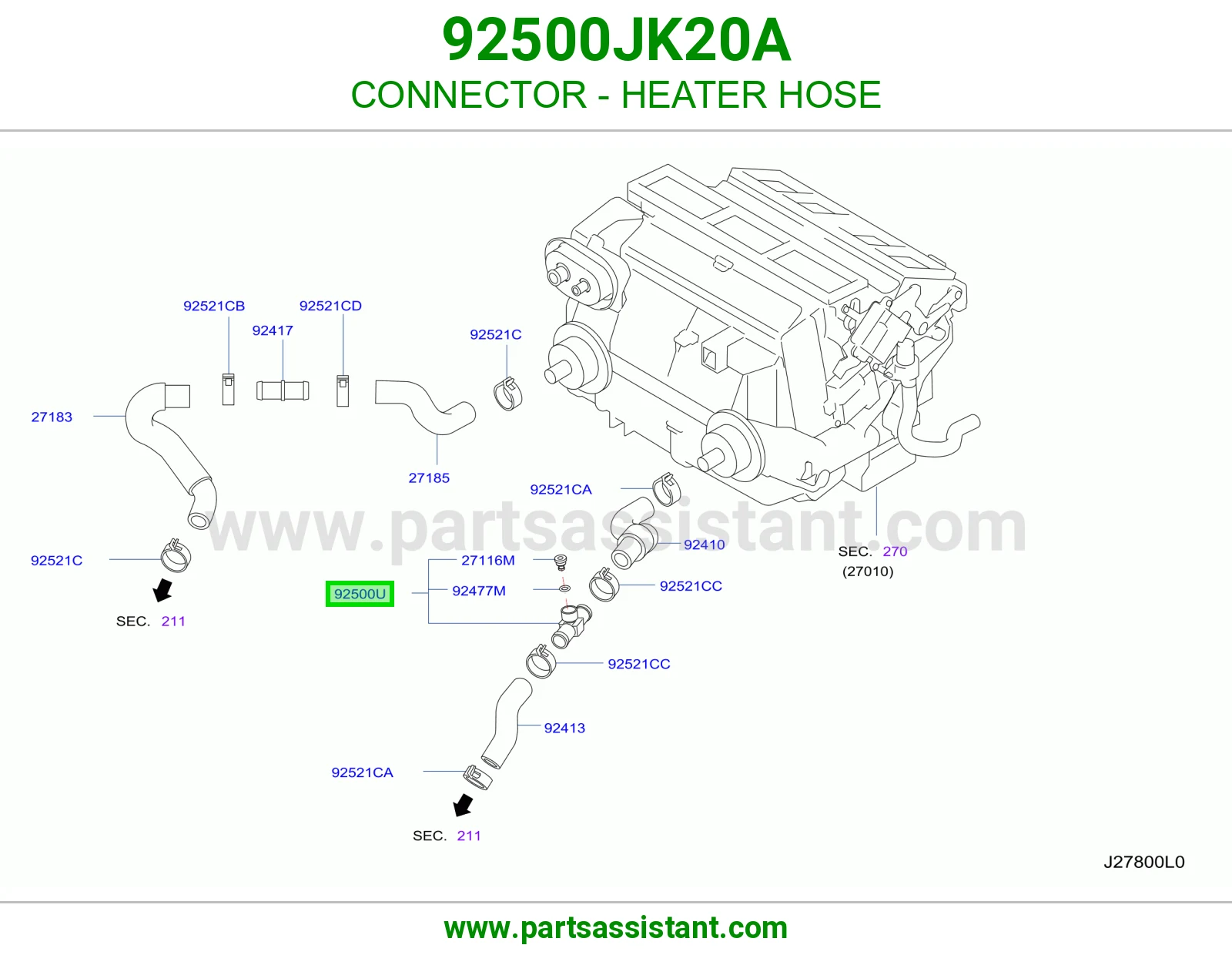 CONNECTOR - HEATER HOSE