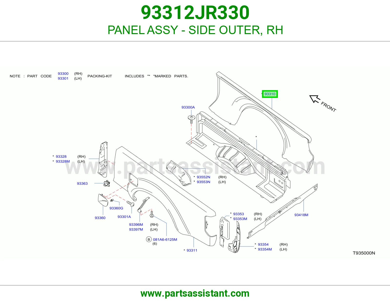 PANEL ASSY - SIDE OUTER, RH
