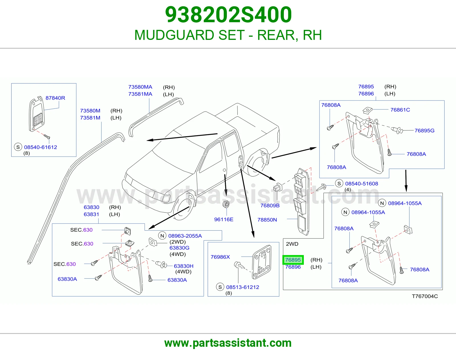 MUDGUARD SET - REAR, RH