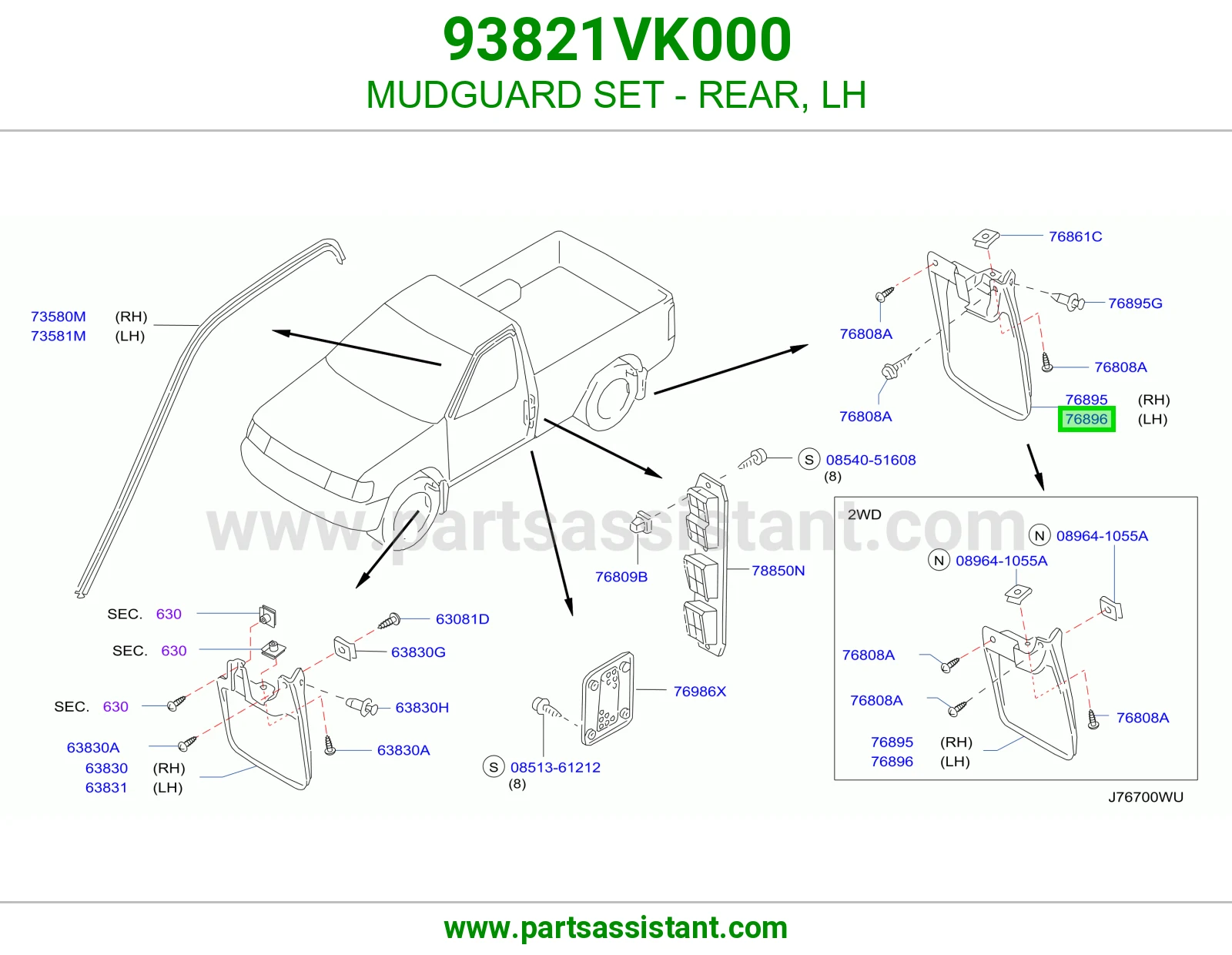 MUDGUARD SET - REAR, LH