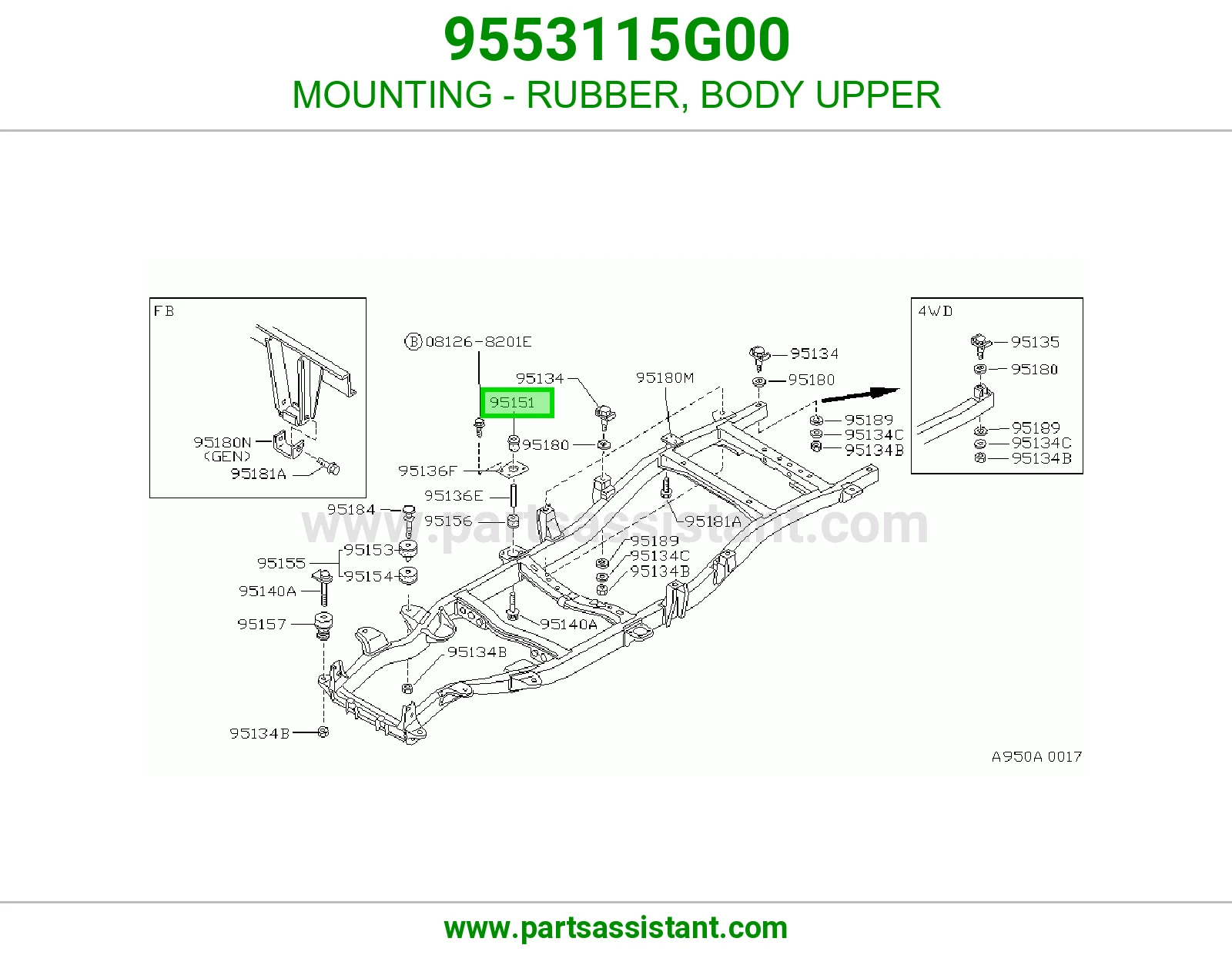 MOUNTING - RUBBER, BODY UPPER