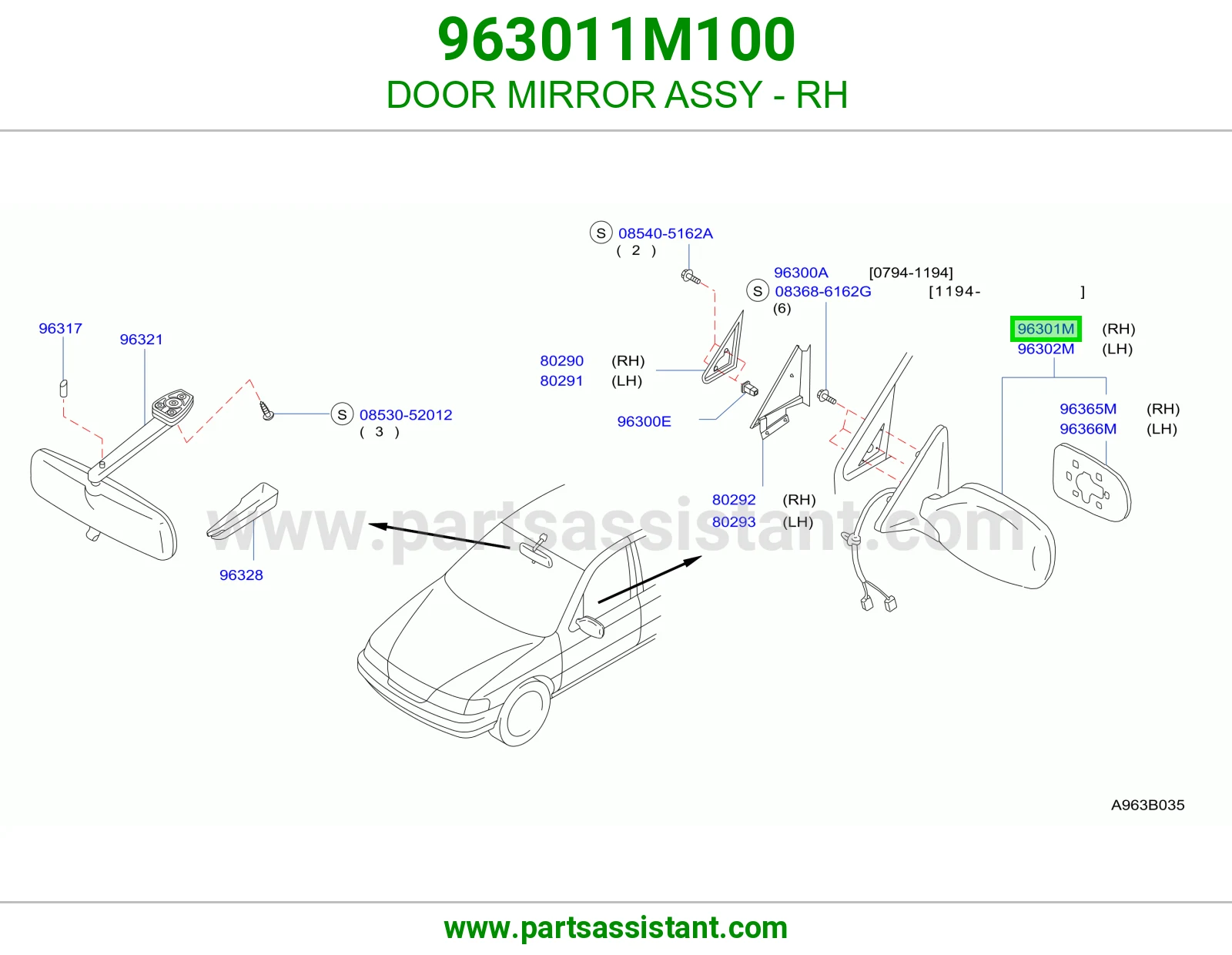 DOOR MIRROR ASSY - RH
