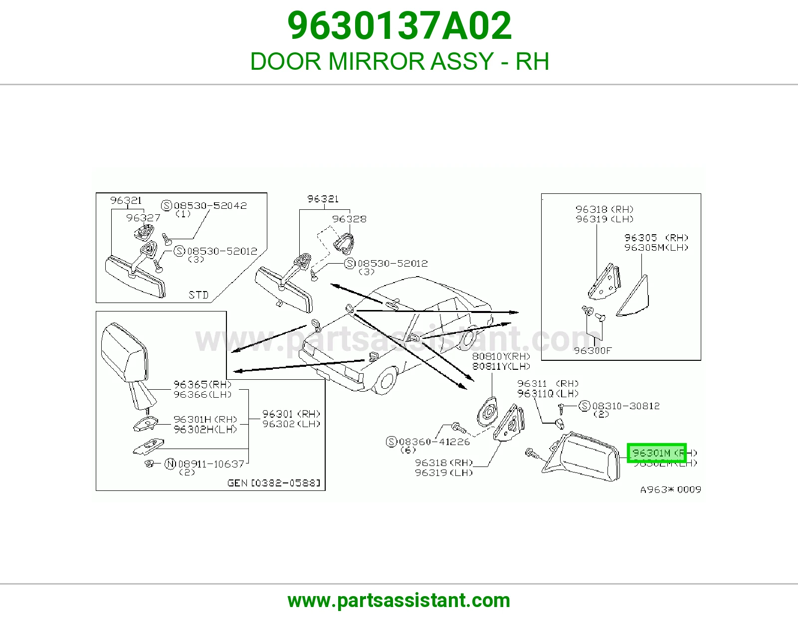 DOOR MIRROR ASSY - RH