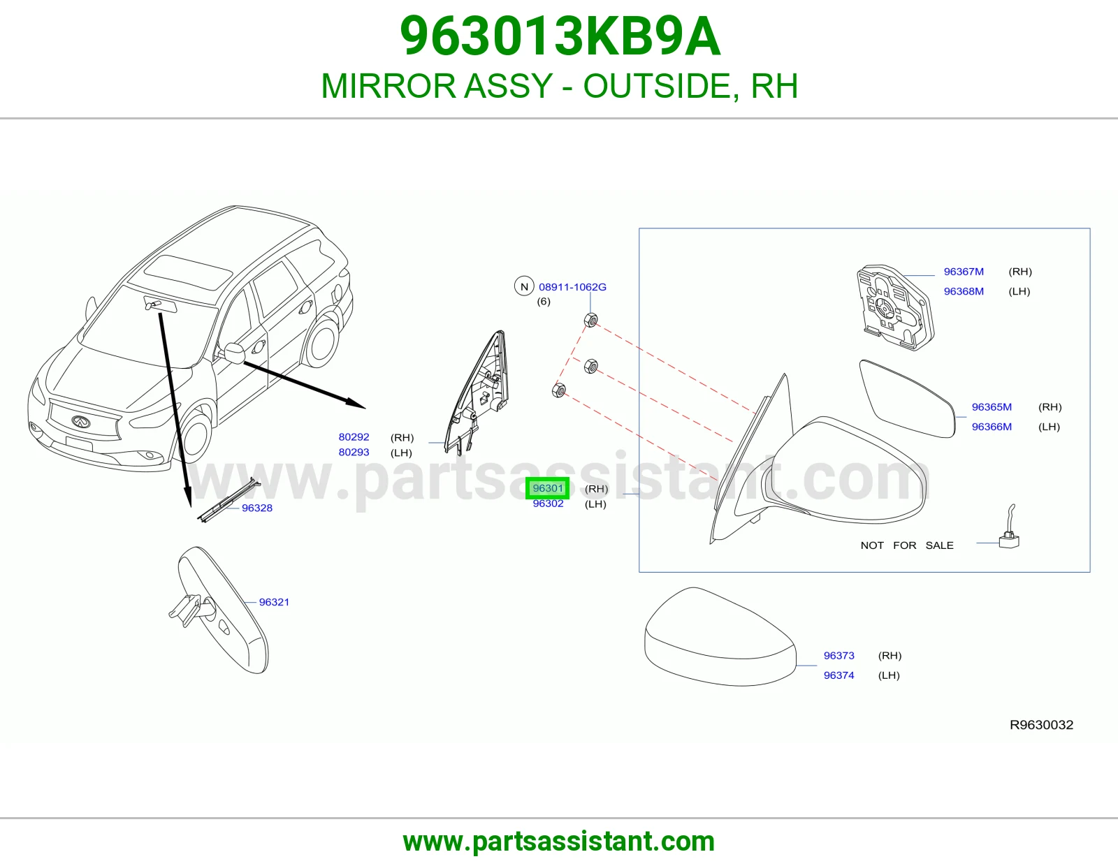 MIRROR ASSY - OUTSIDE, RH