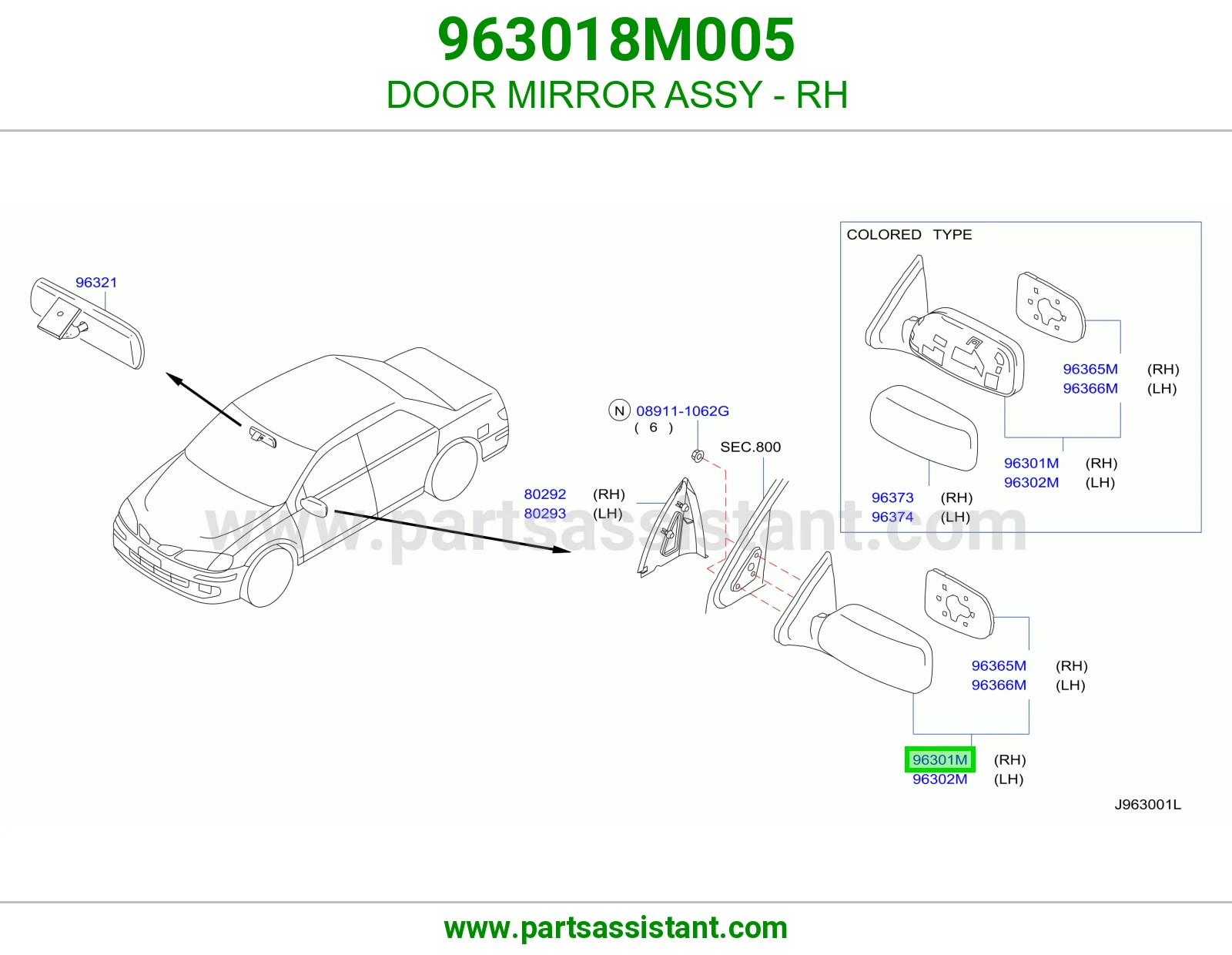 DOOR MIRROR ASSY - RH