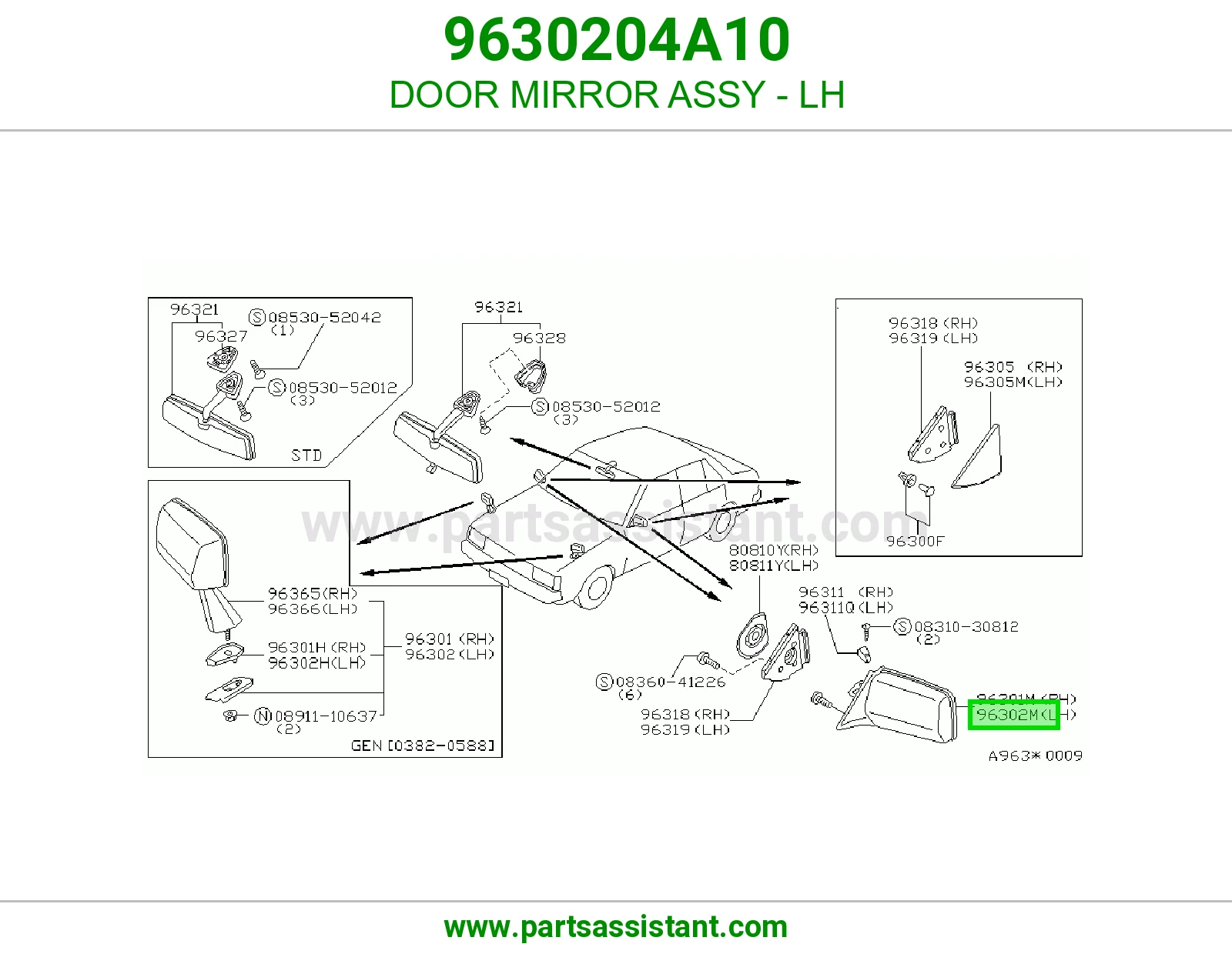 DOOR MIRROR ASSY - LH