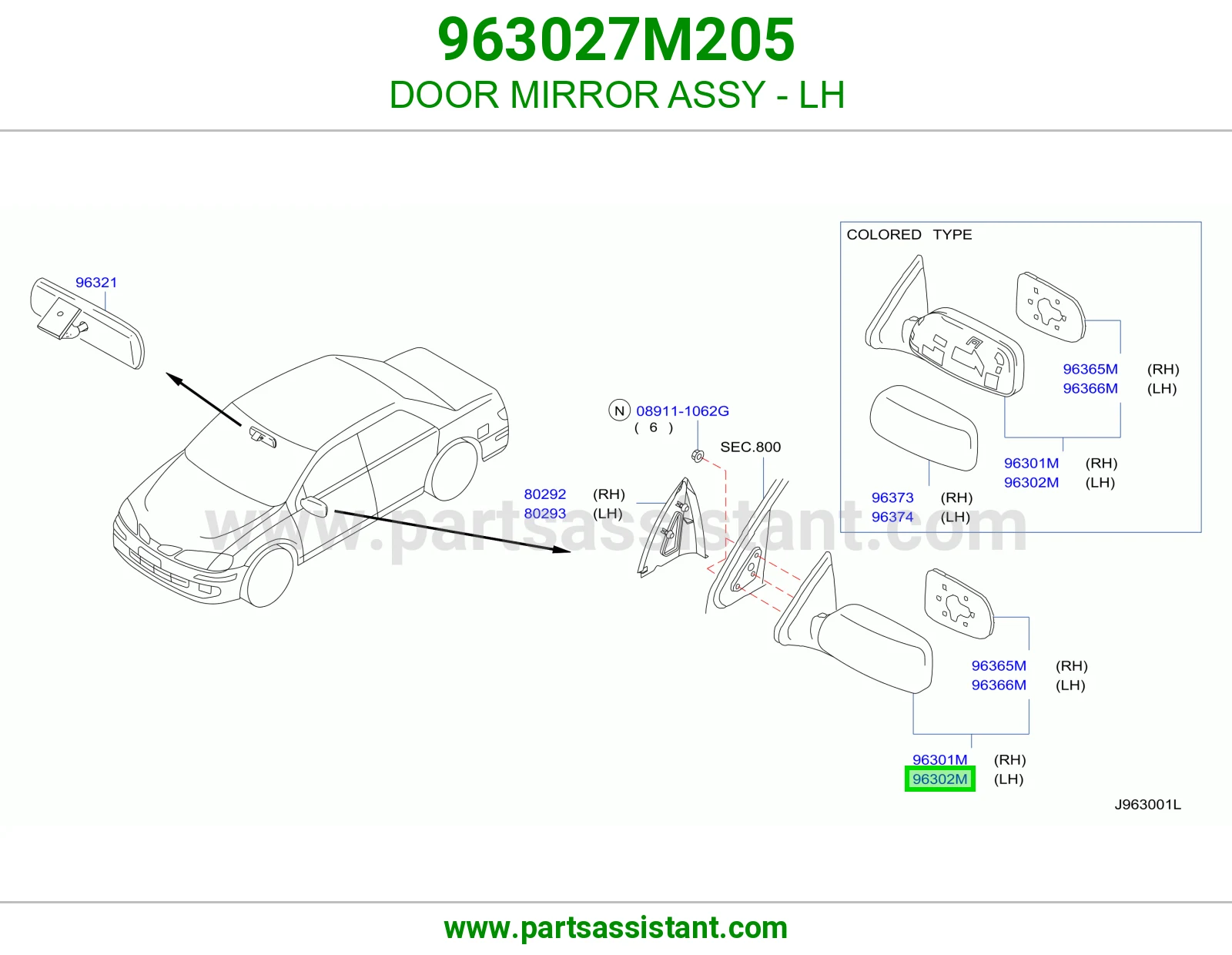 DOOR MIRROR ASSY - LH
