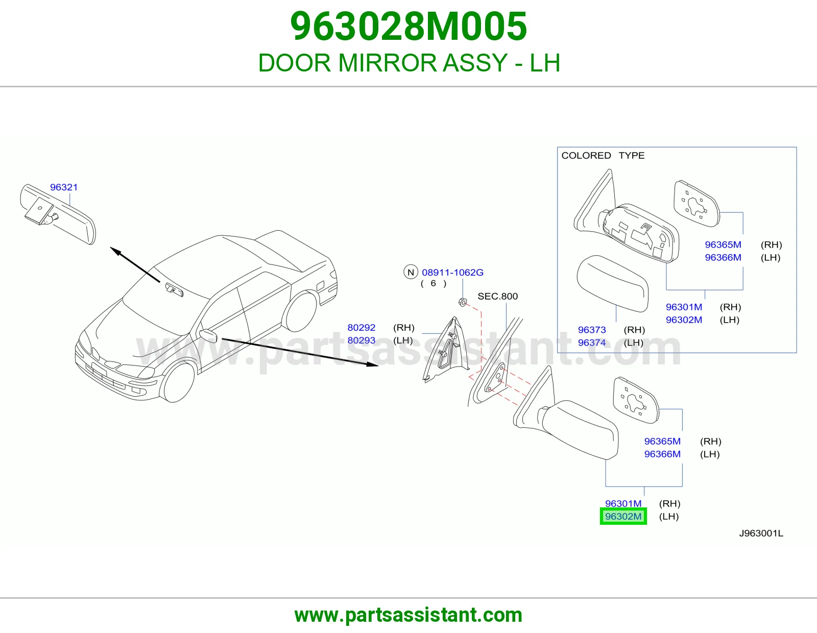 DOOR MIRROR ASSY - LH