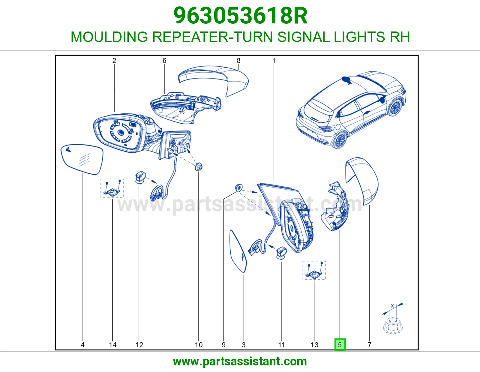 MOULDING REPEATER-TURN SIGNAL LIGHTS RH
