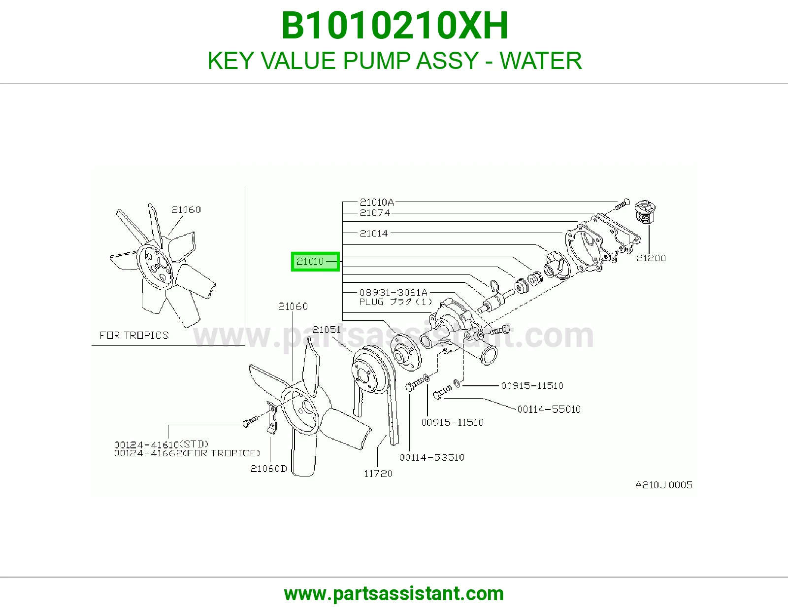 KEY VALUE PUMP ASSY - WATER
