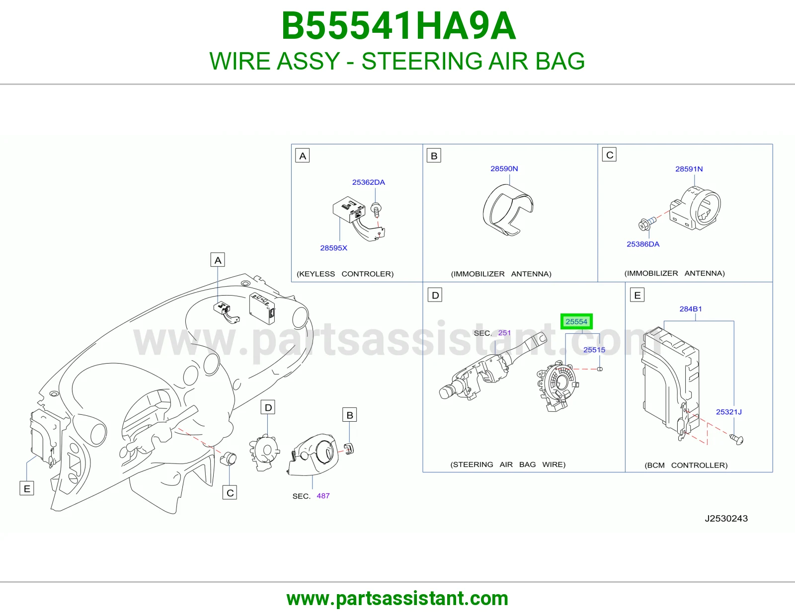 WIRE ASSY - STEERING AIR BAG