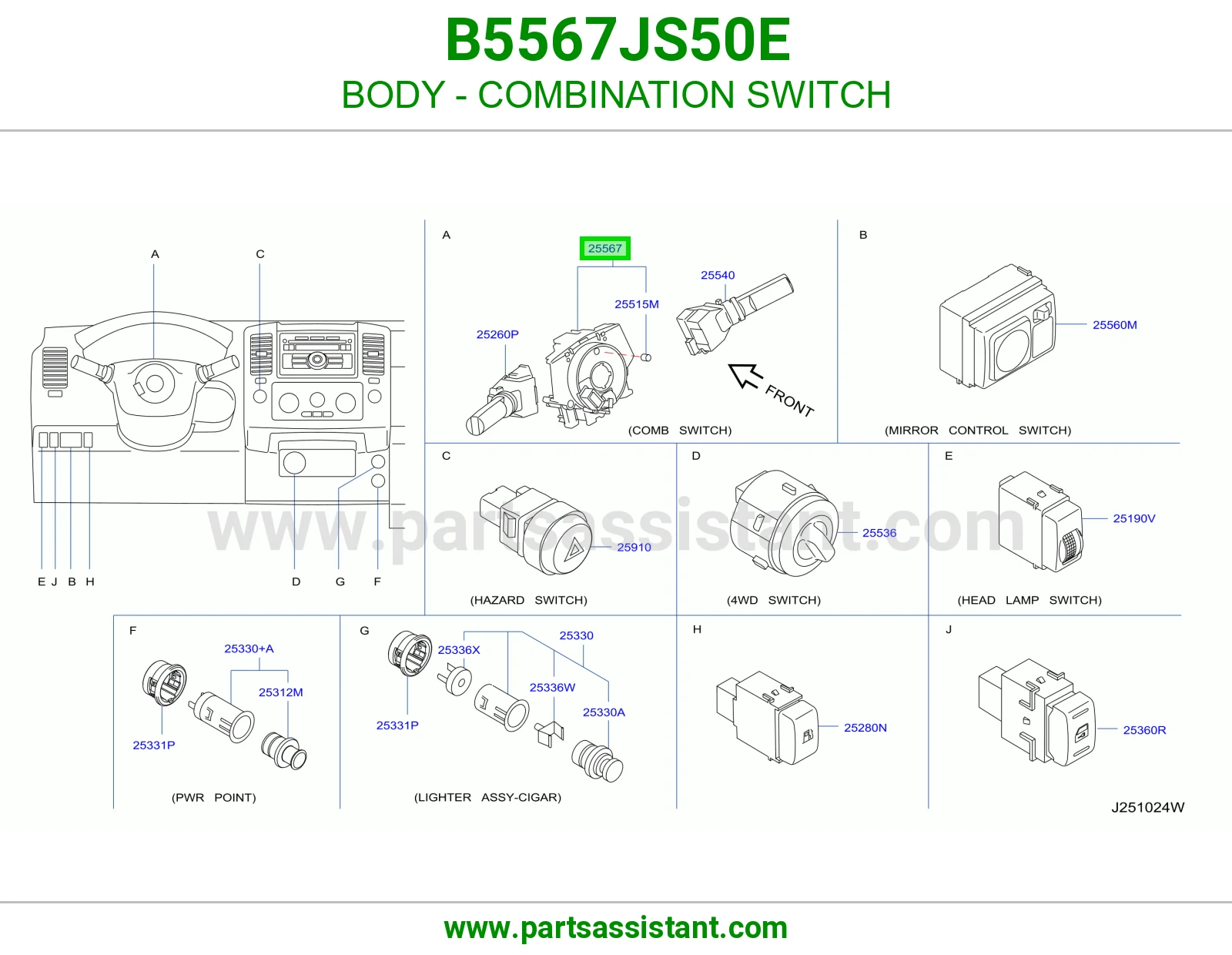 BODY - COMBINATION SWITCH