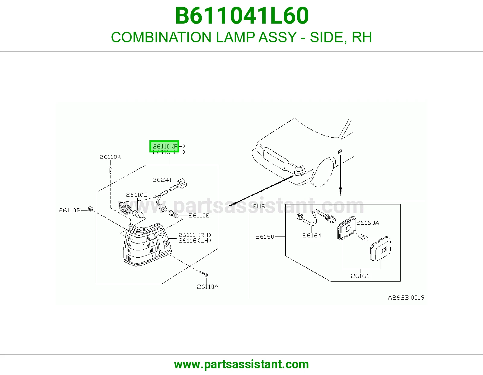 COMBINATION LAMP ASSY - SIDE, RH