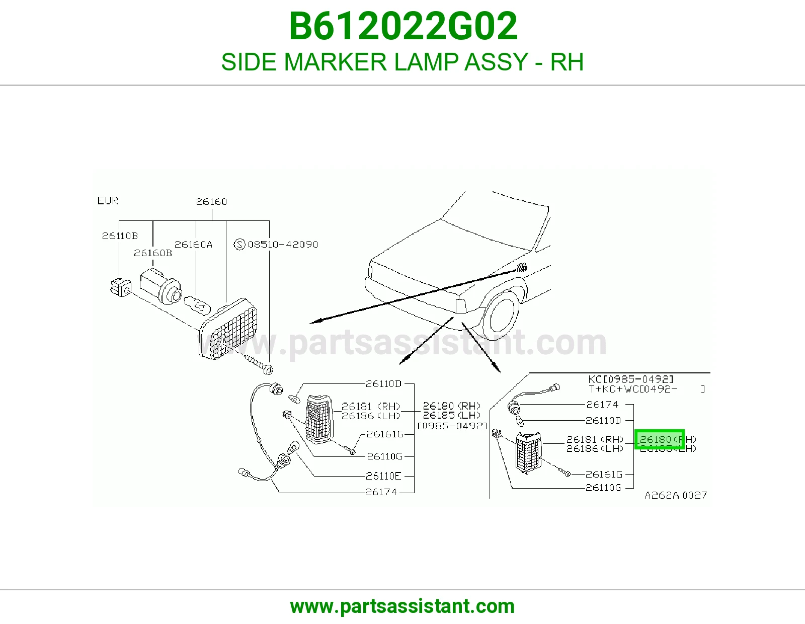 SIDE MARKER LAMP ASSY - RH