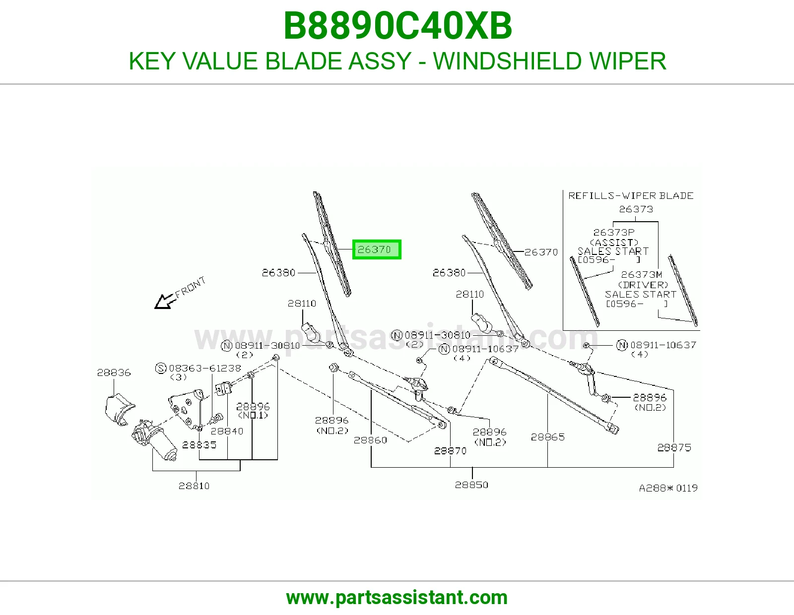 KEY VALUE BLADE ASSY - WINDSHIELD WIPER