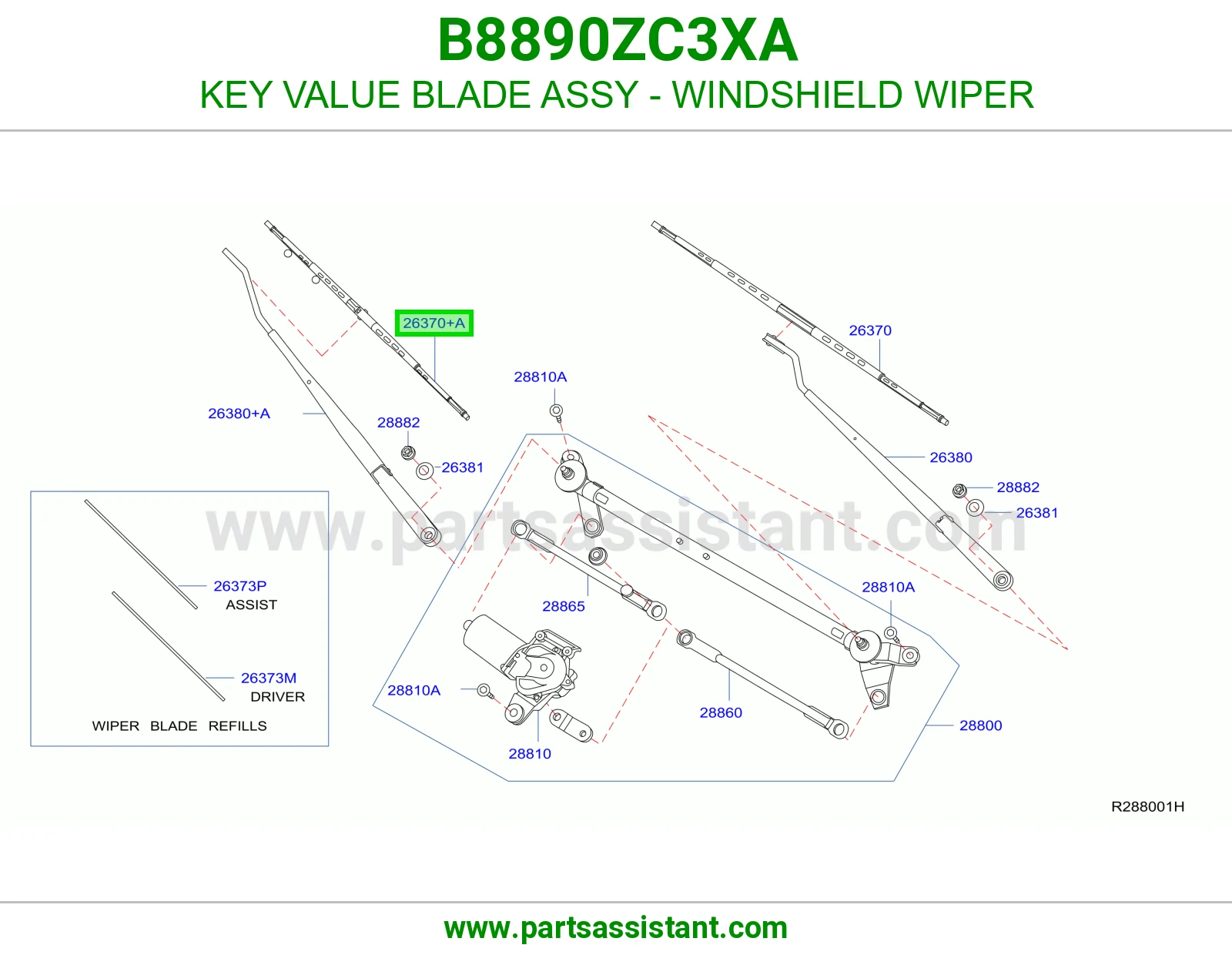 KEY VALUE BLADE ASSY - WINDSHIELD WIPER