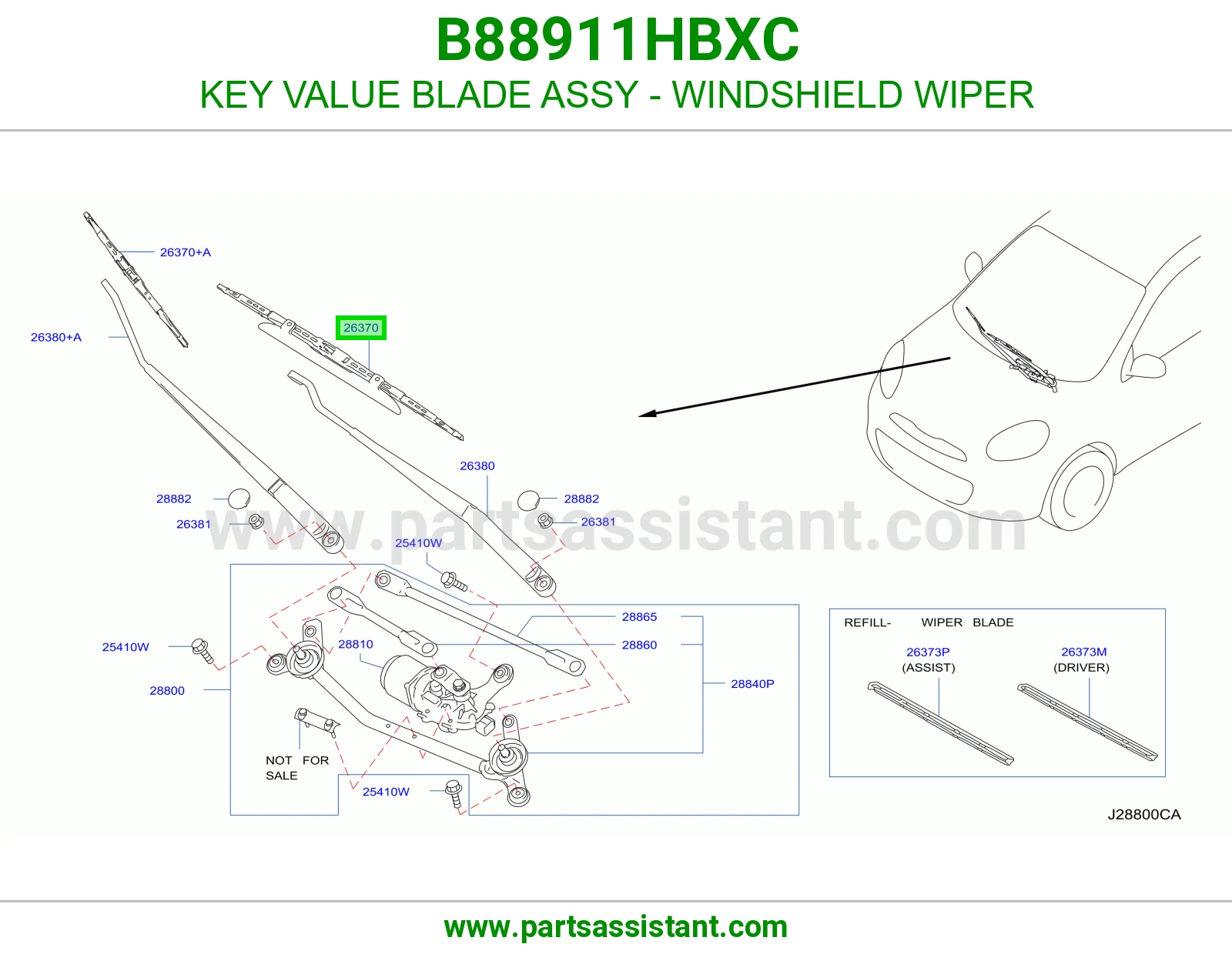 KEY VALUE BLADE ASSY - WINDSHIELD WIPER