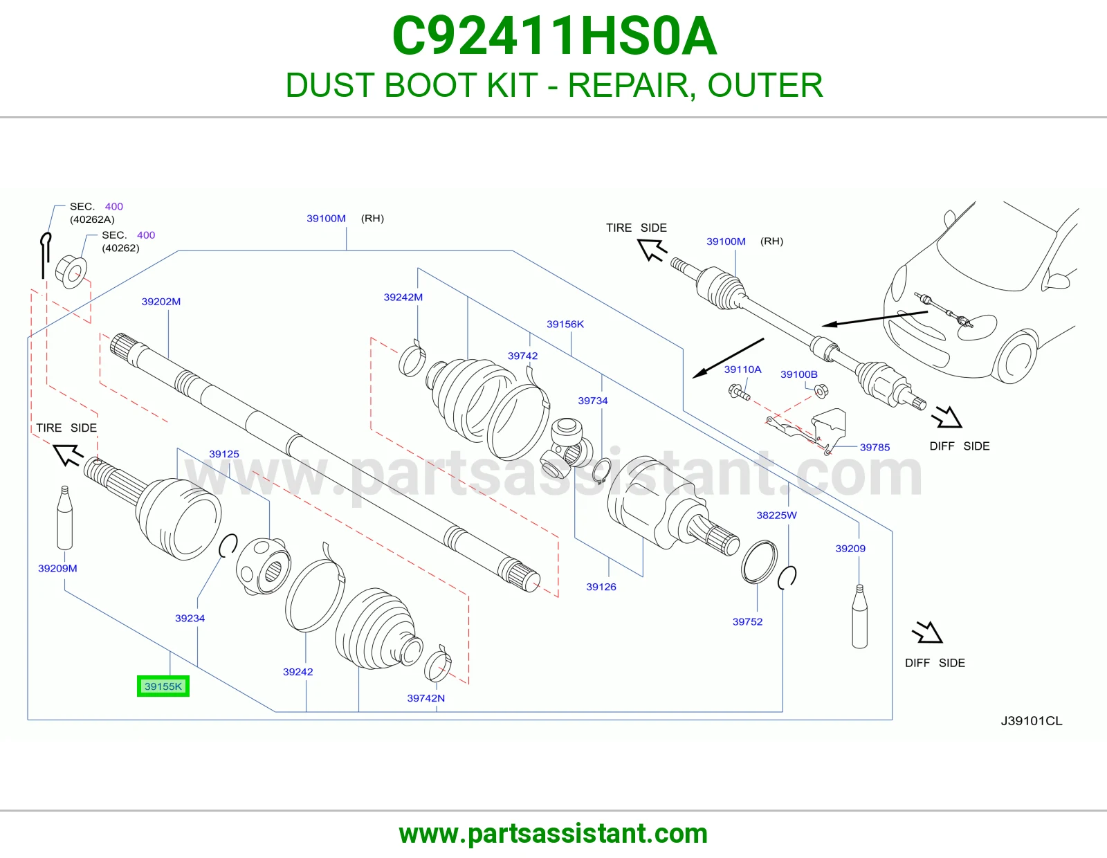 DUST BOOT KIT - REPAIR, OUTER