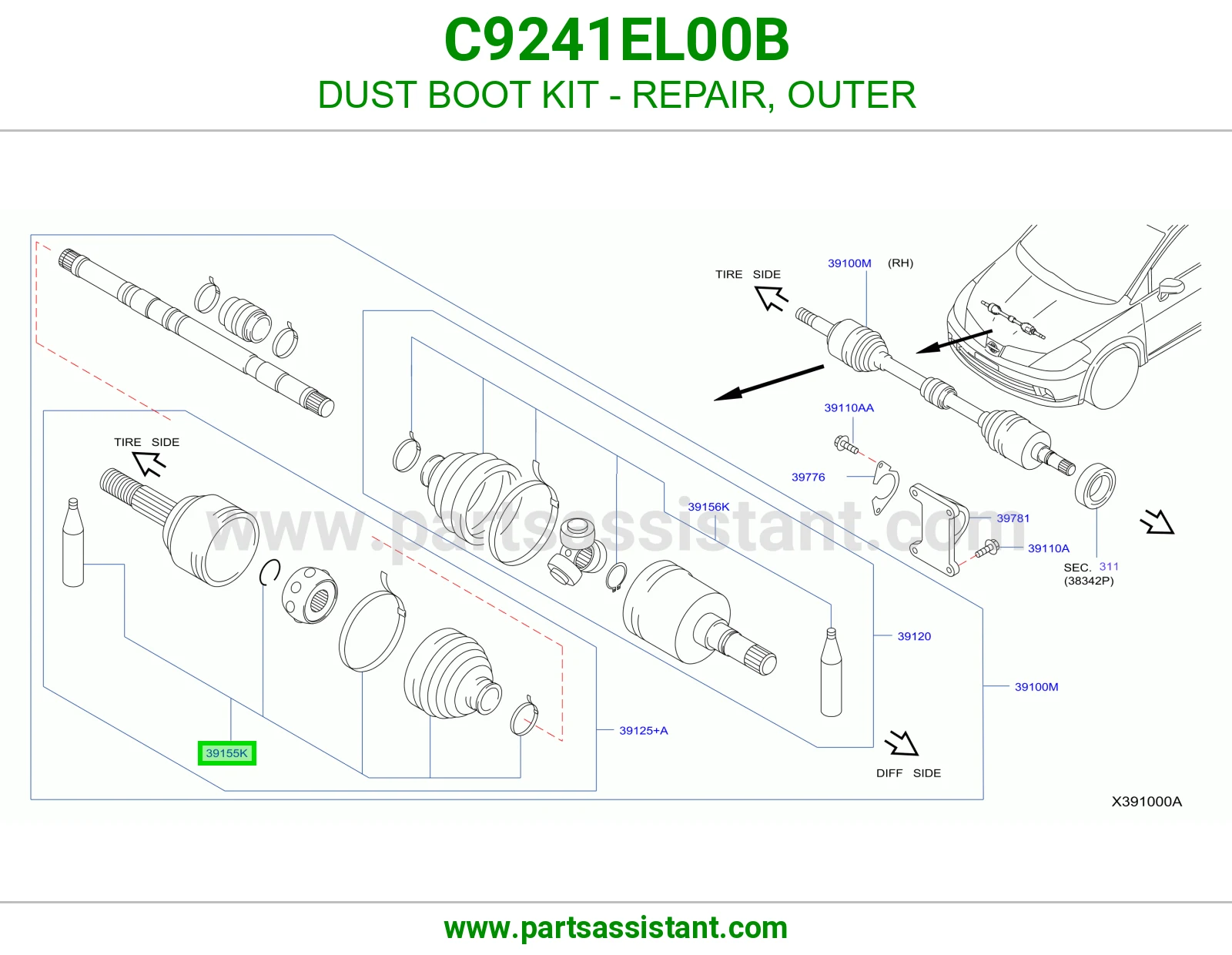 DUST BOOT KIT - REPAIR, OUTER