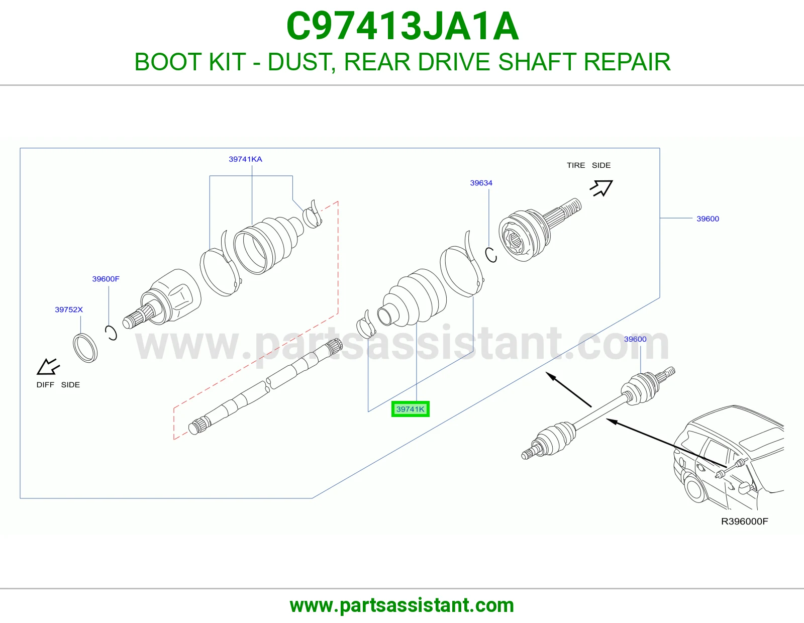 BOOT KIT - DUST, REAR DRIVE SHAFT REPAIR
