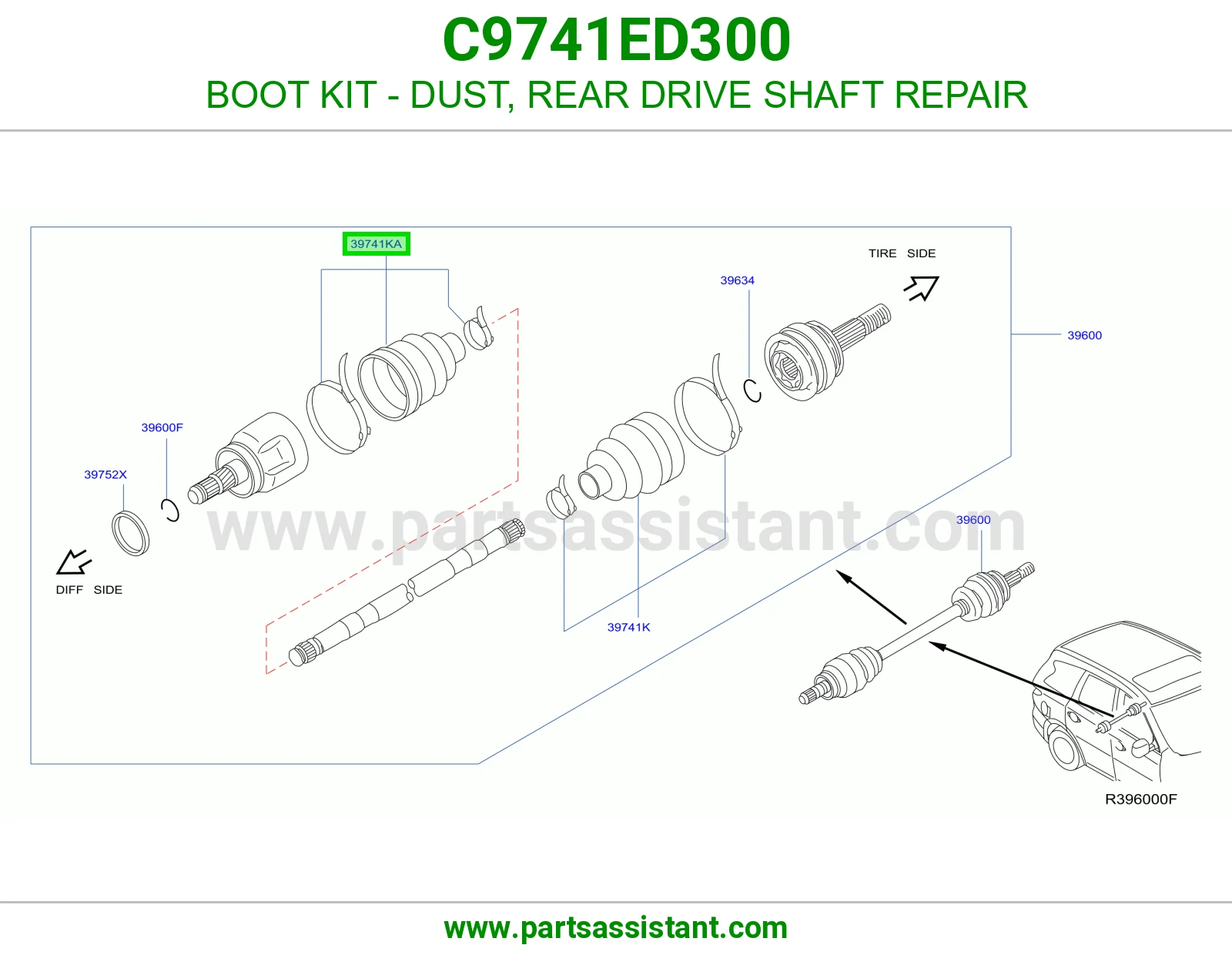 BOOT KIT - DUST, REAR DRIVE SHAFT REPAIR