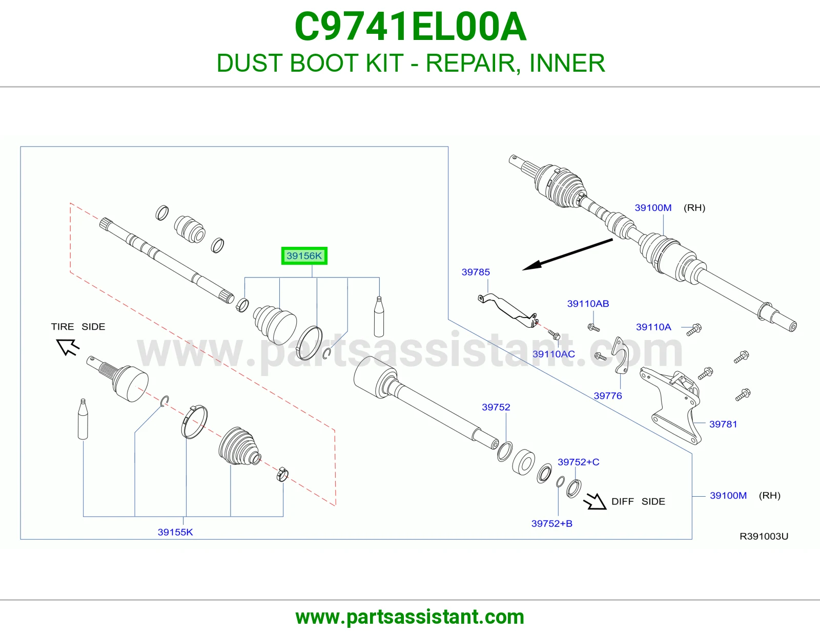 DUST BOOT KIT - REPAIR, INNER