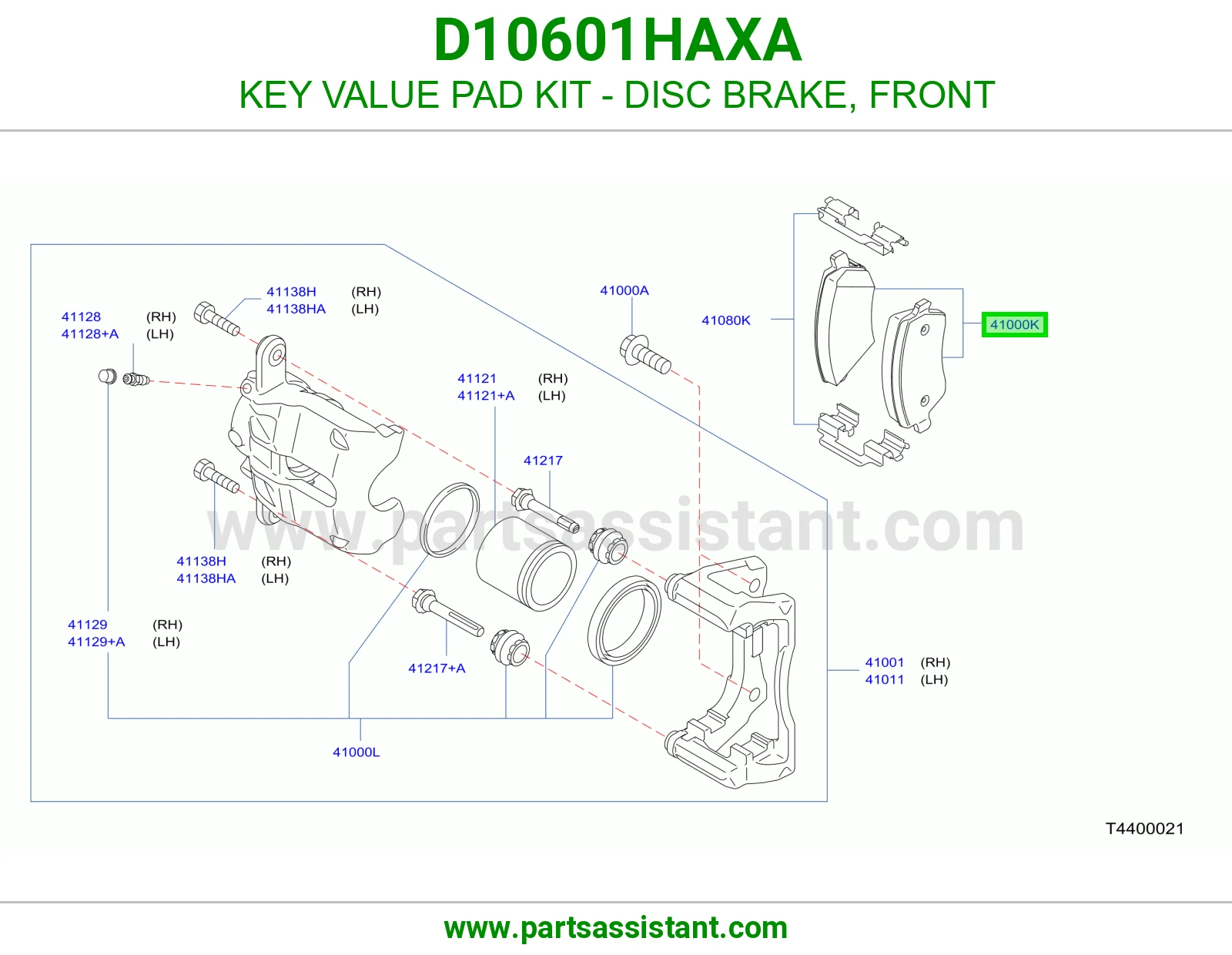 KEY VALUE PAD KIT - DISC BRAKE, FRONT