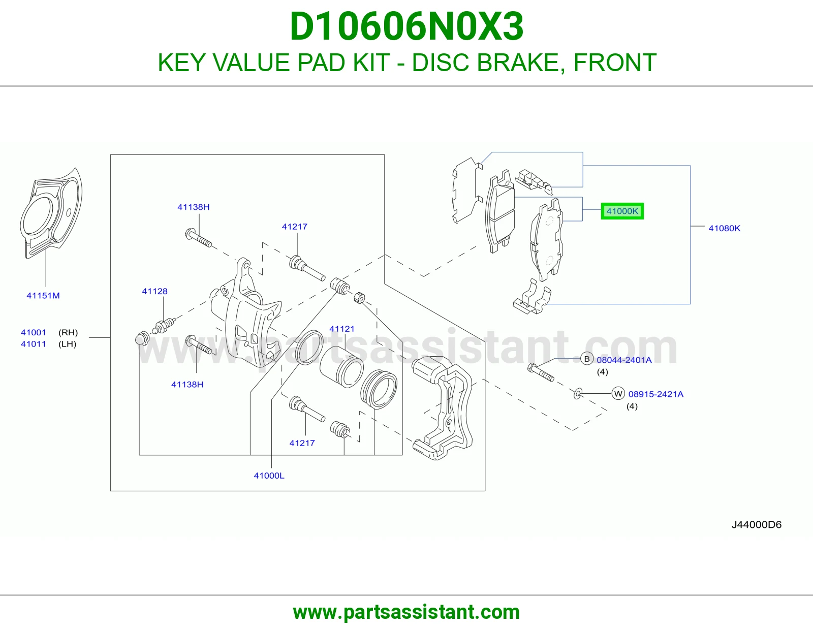 KEY VALUE PAD KIT - DISC BRAKE, FRONT
