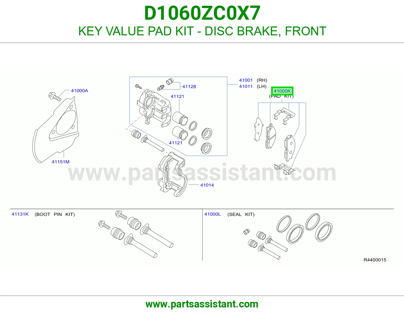 KEY VALUE PAD KIT - DISC BRAKE, FRONT