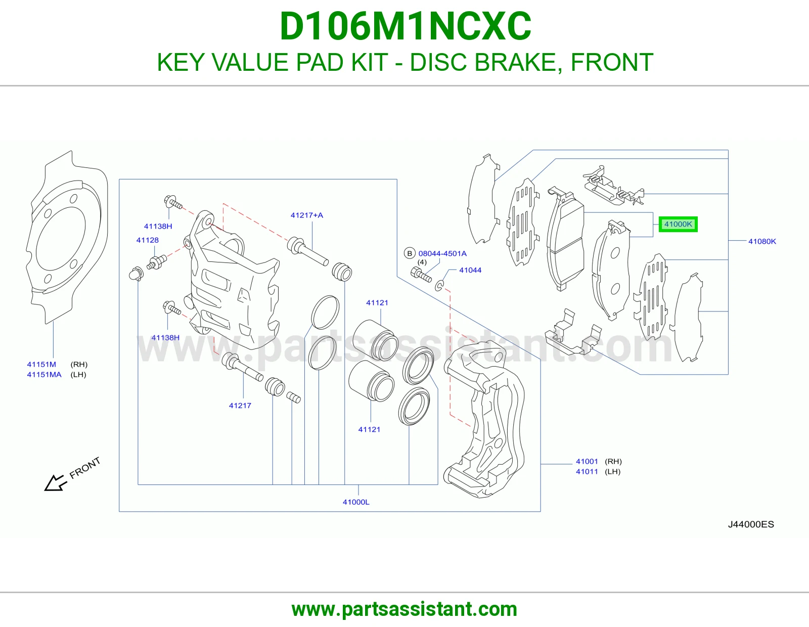 KEY VALUE PAD KIT - DISC BRAKE, FRONT