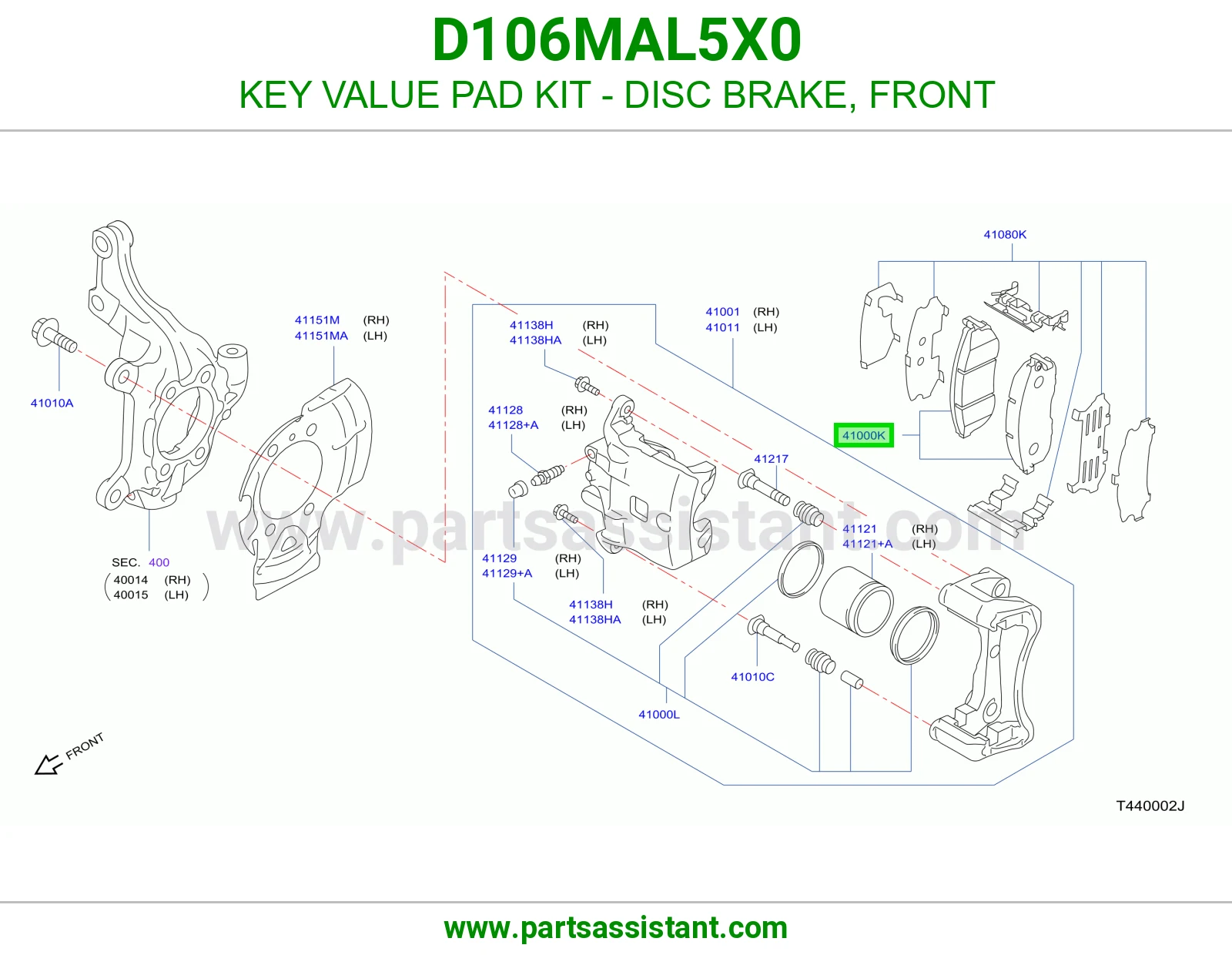 KEY VALUE PAD KIT - DISC BRAKE, FRONT
