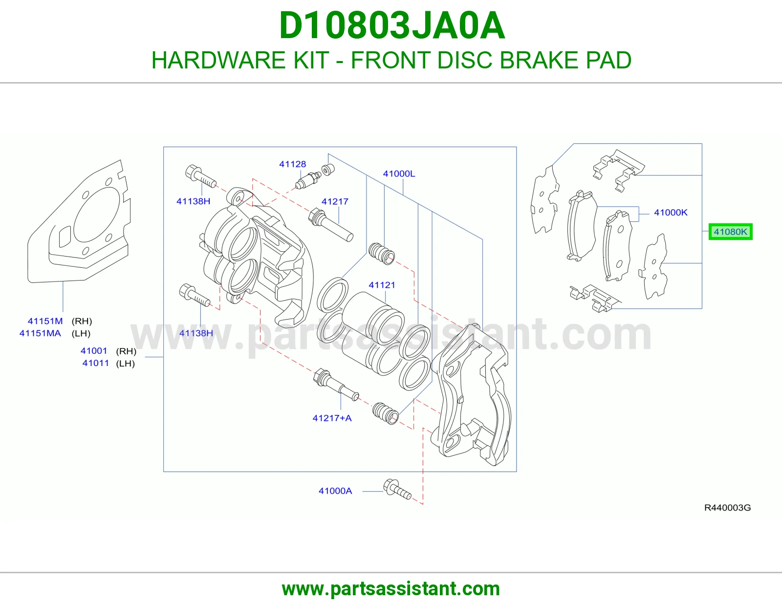 HARDWARE KIT - FRONT DISC BRAKE PAD