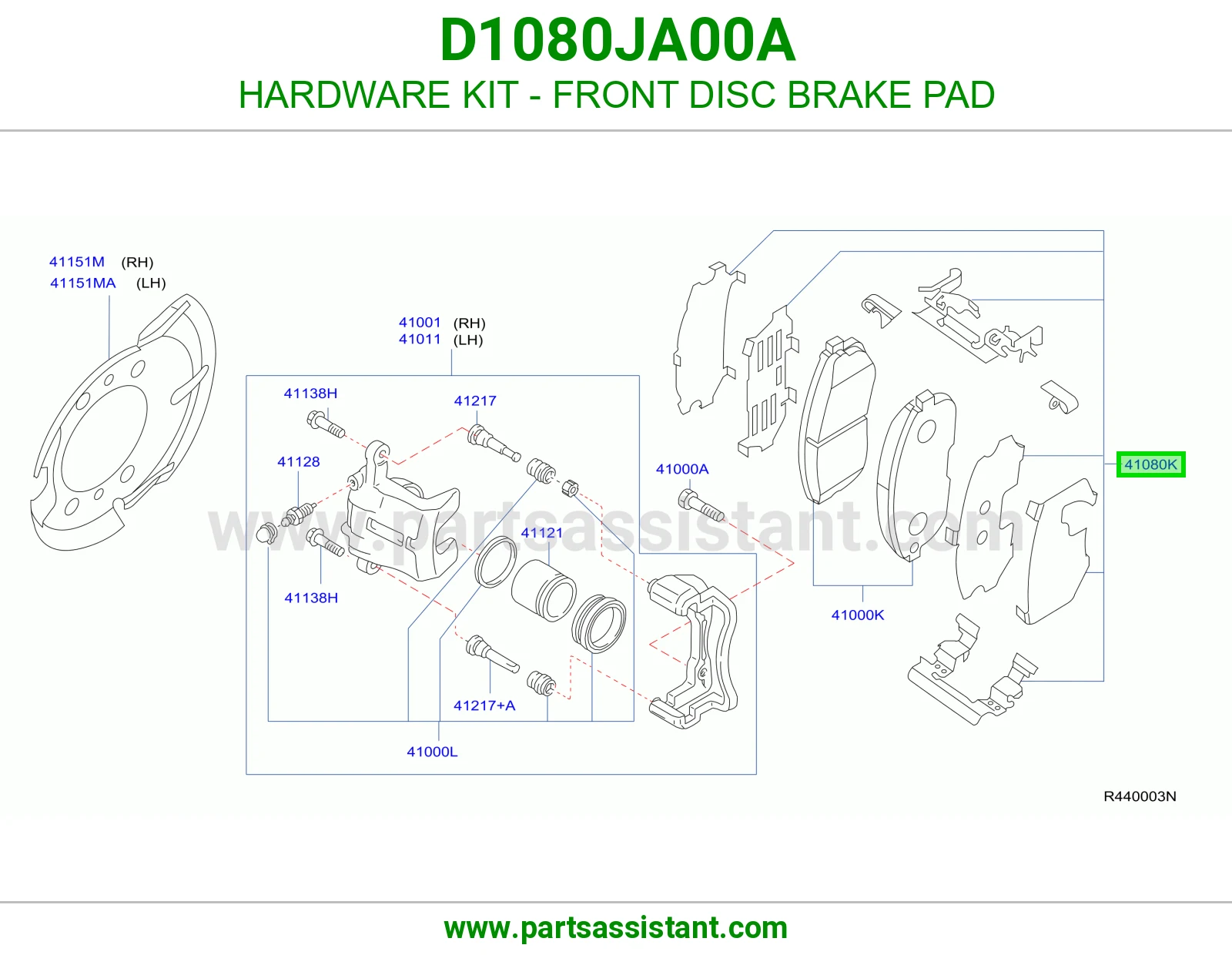 HARDWARE KIT - FRONT DISC BRAKE PAD