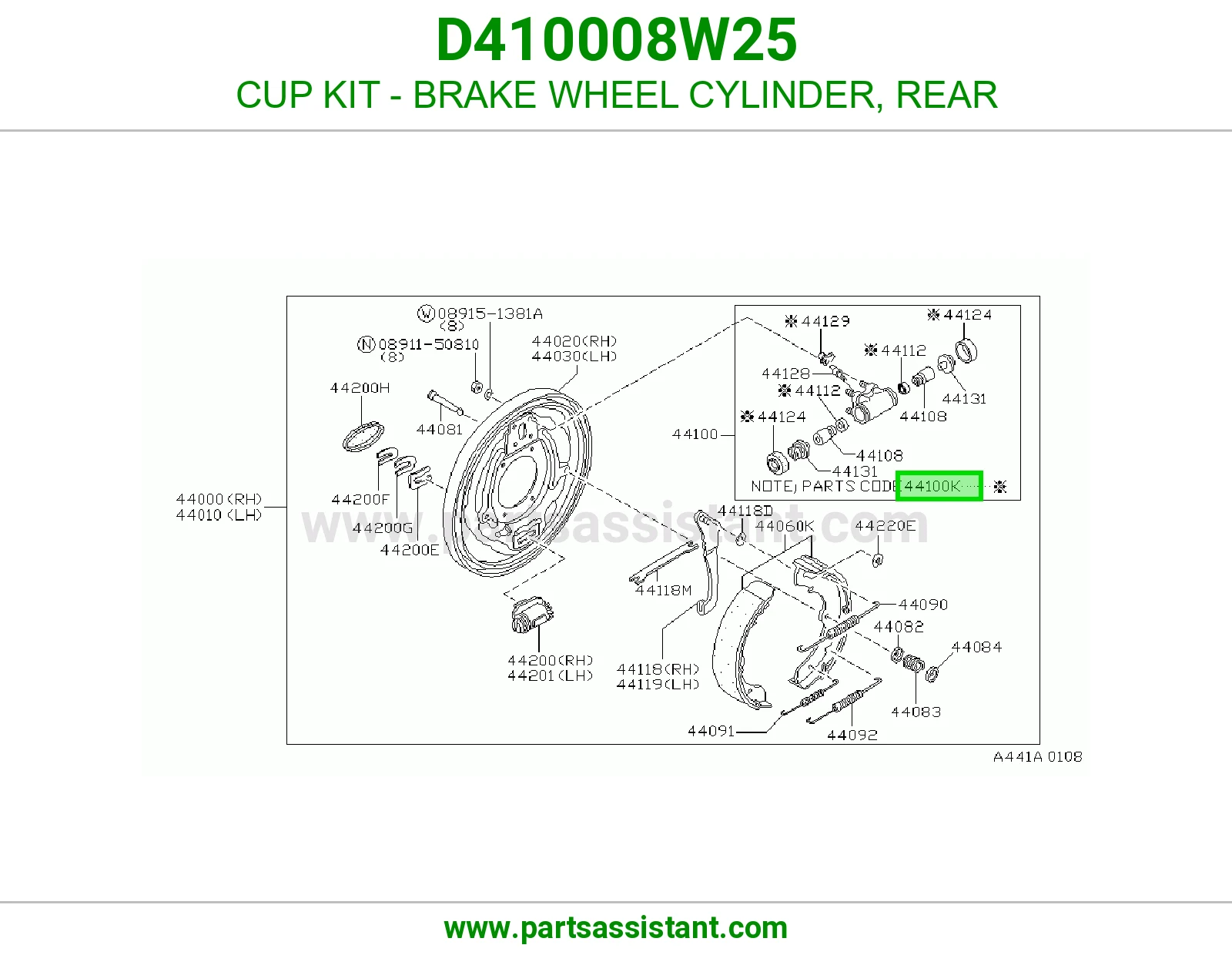 CUP KIT - BRAKE WHEEL CYLINDER, REAR