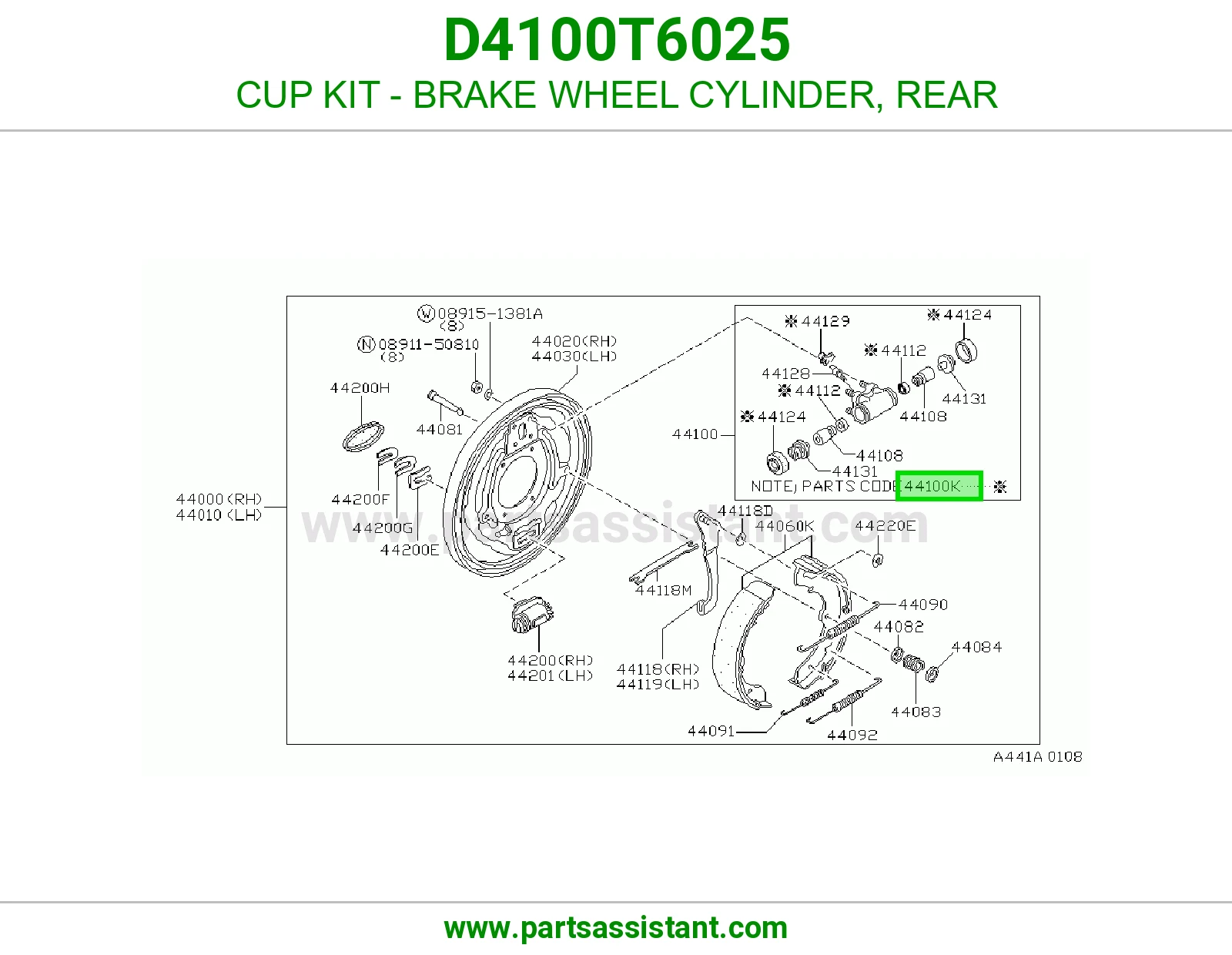 CUP KIT - BRAKE WHEEL CYLINDER, REAR