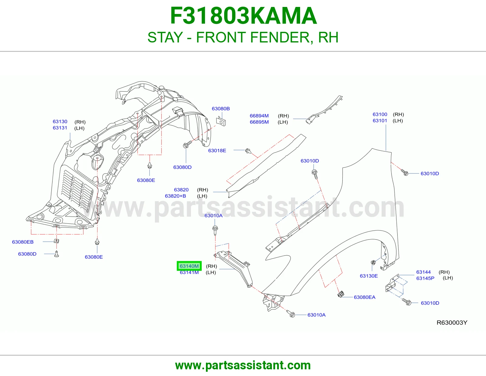 STAY - FRONT FENDER, RH
