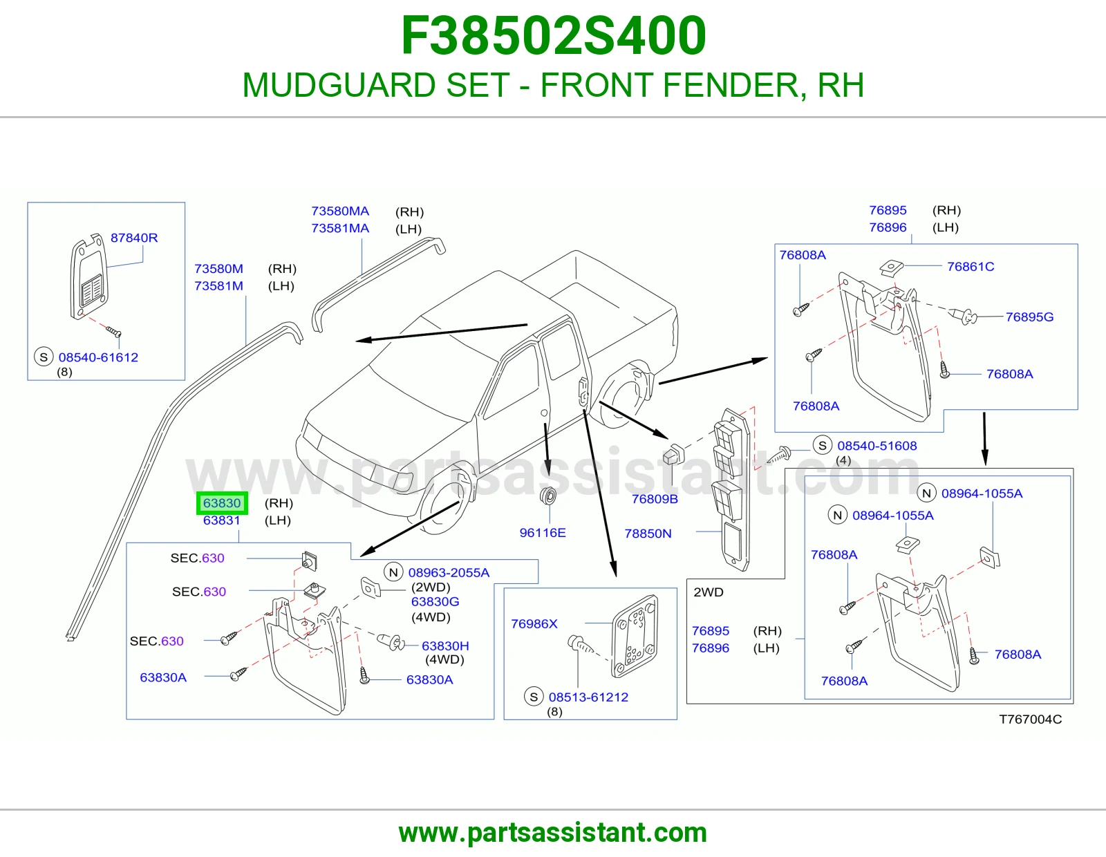 MUDGUARD SET - FRONT FENDER, RH