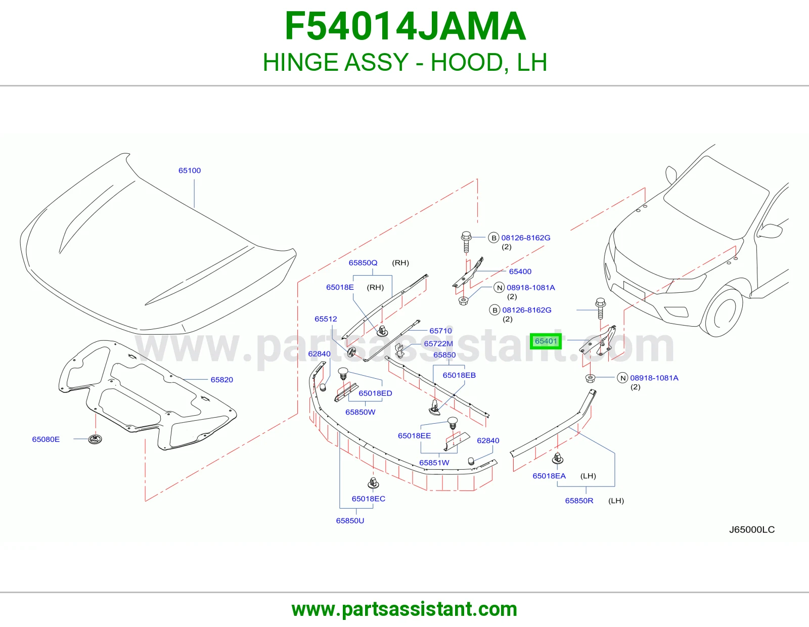 HINGE ASSY - HOOD, LH