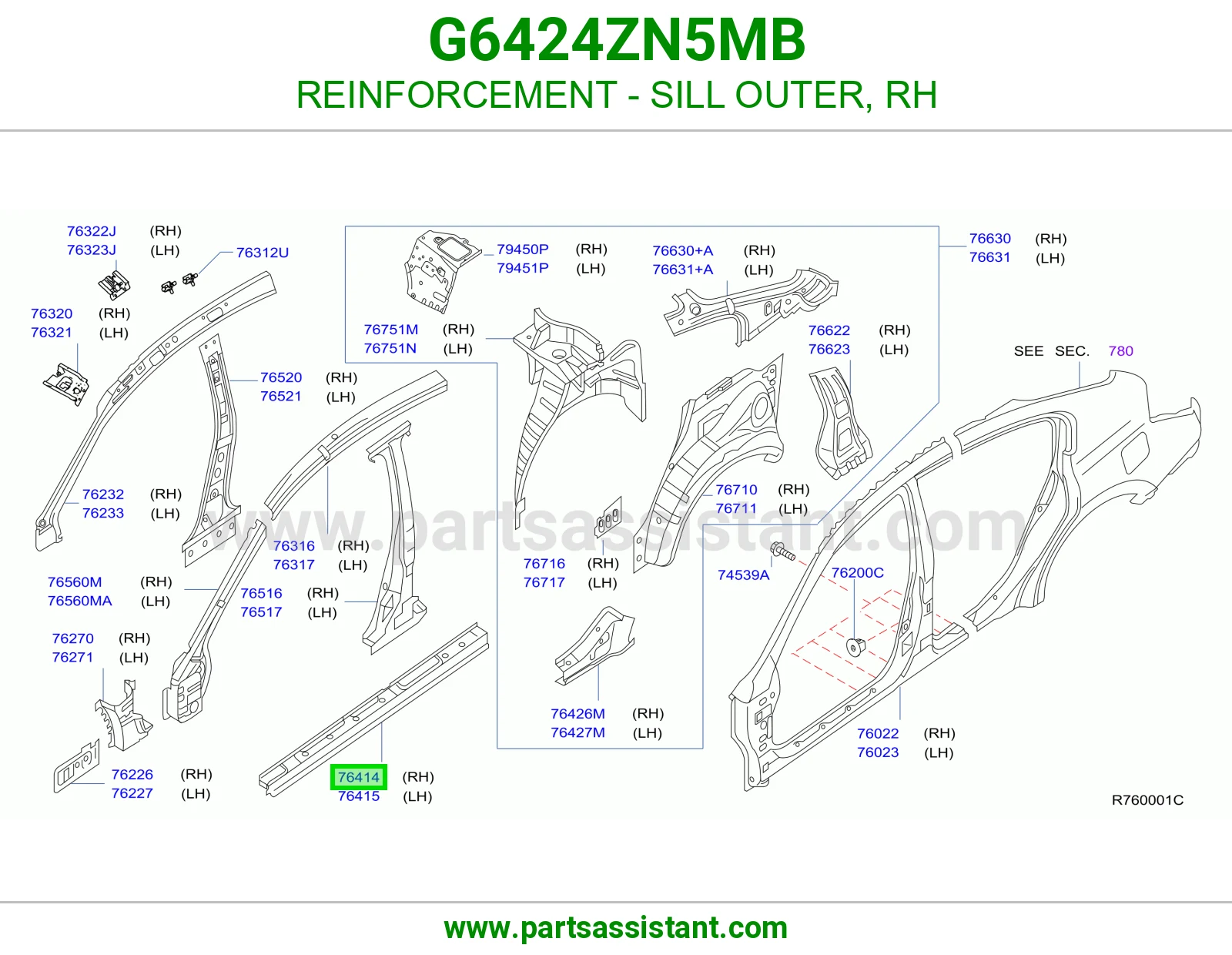 REINFORCEMENT - SILL OUTER, RH