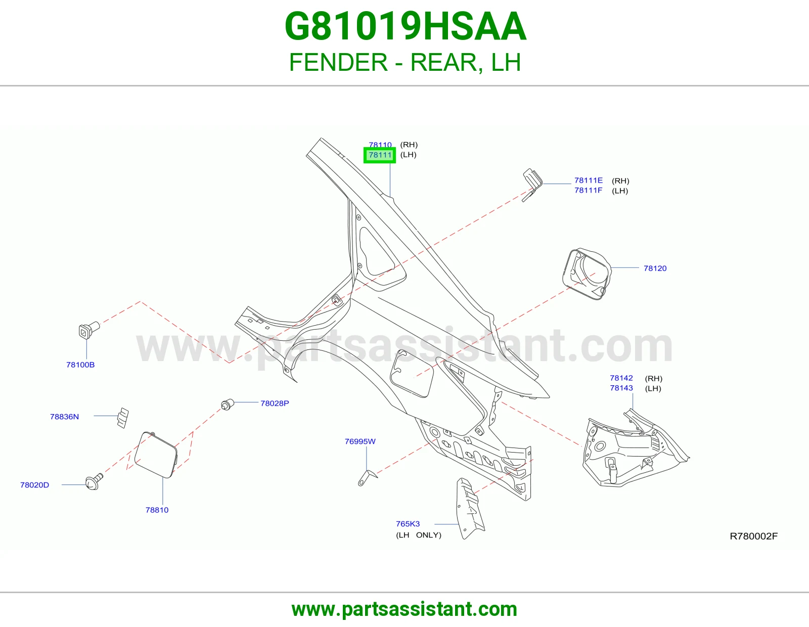 FENDER - REAR, LH