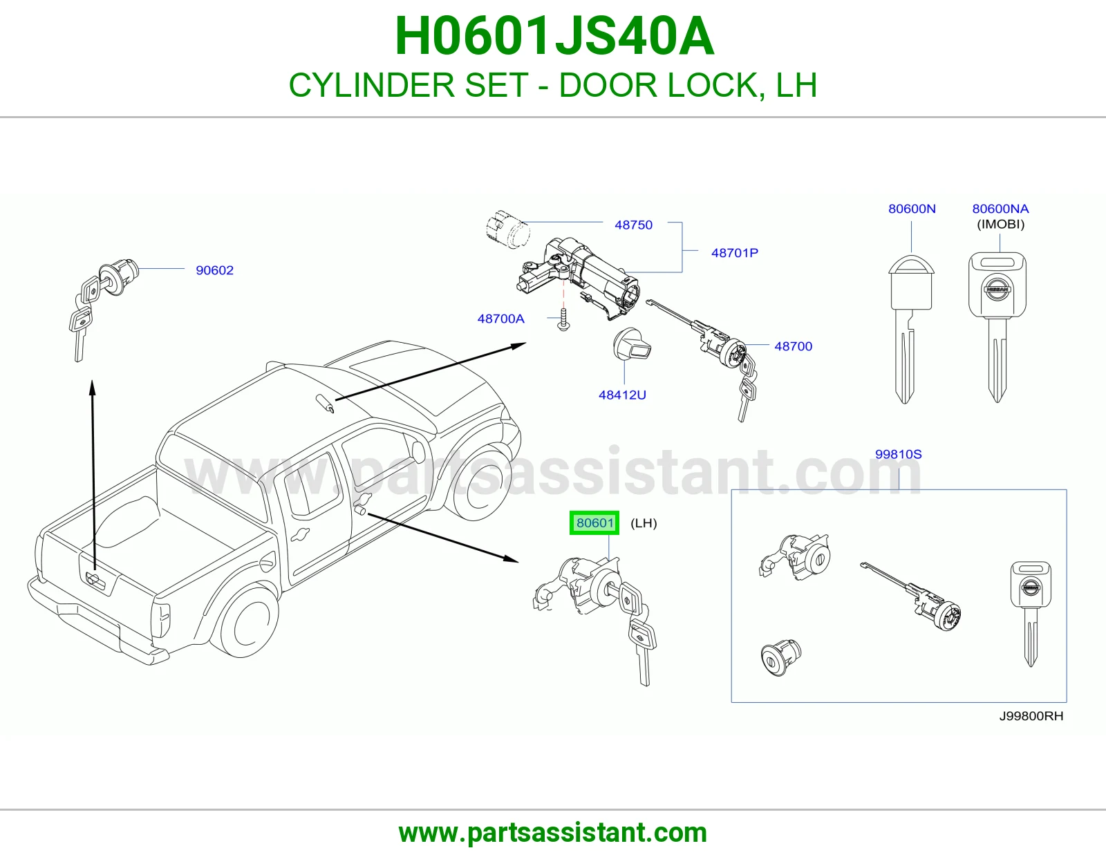 CYLINDER SET - DOOR LOCK, LH