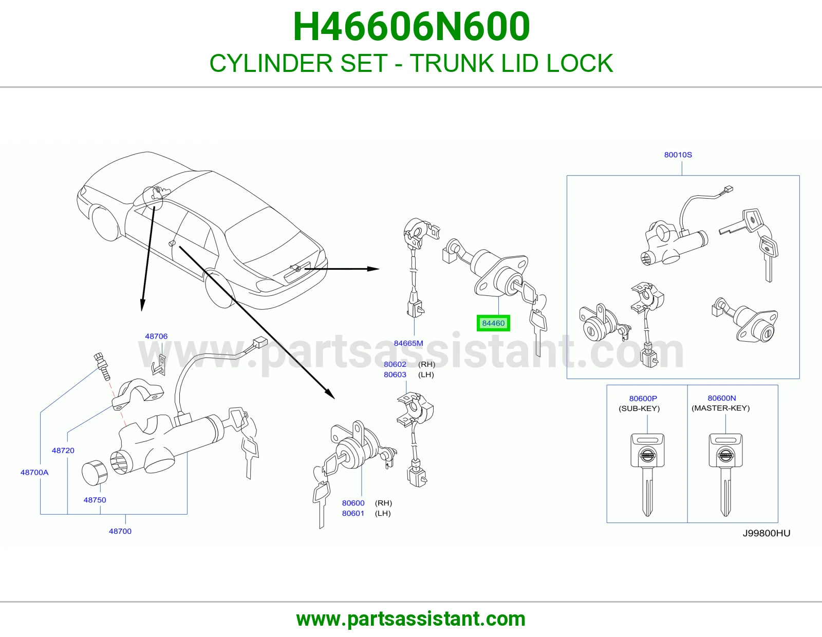 CYLINDER SET - TRUNK LID LOCK