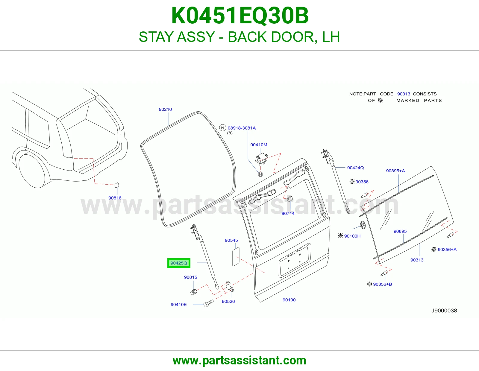 STAY ASSY - BACK DOOR, LH