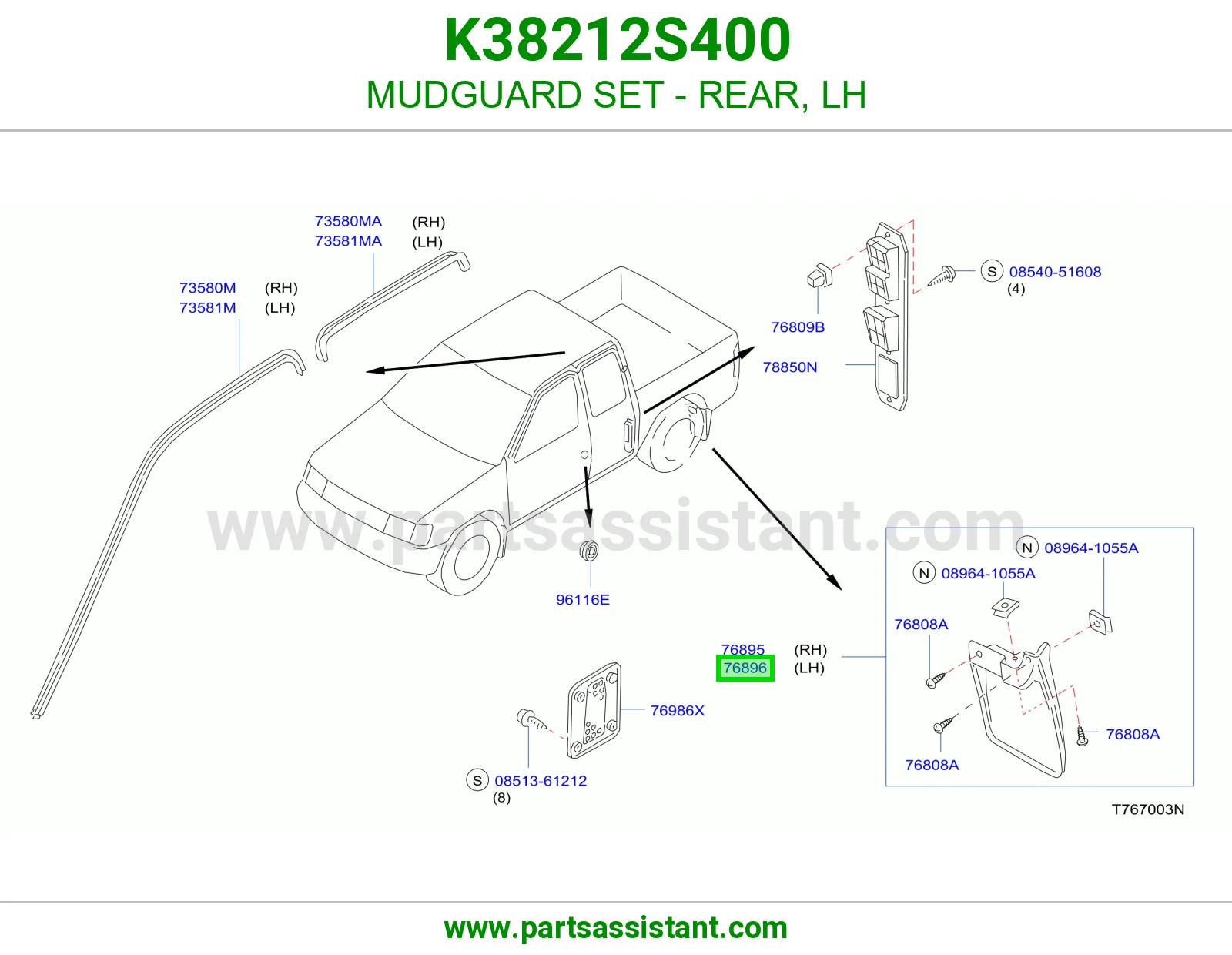 MUDGUARD SET - REAR, LH