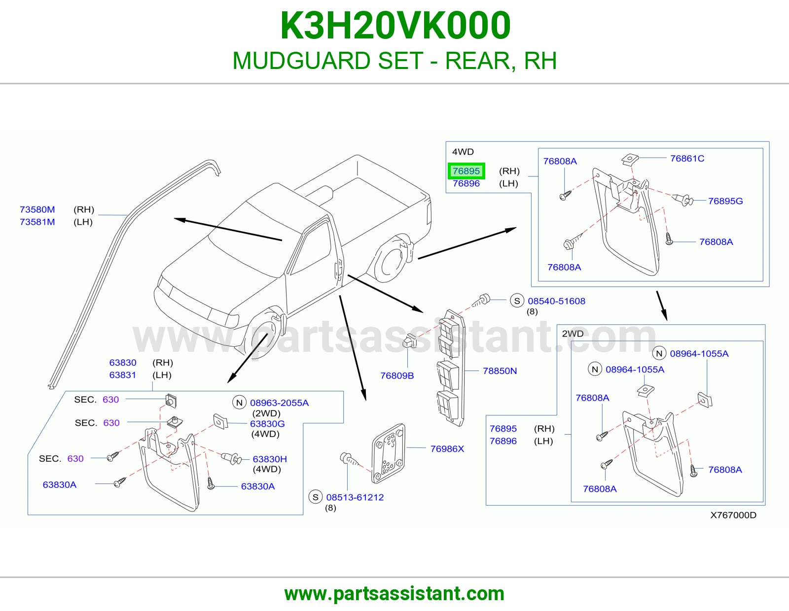 MUDGUARD SET - REAR, RH