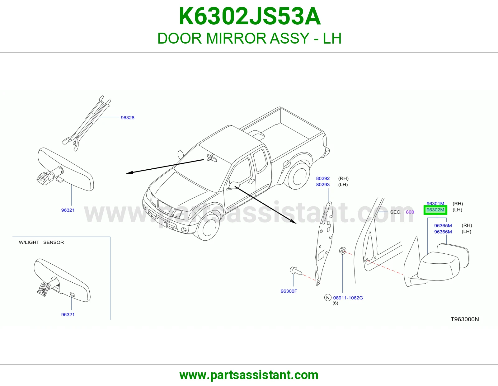 DOOR MIRROR ASSY - LH