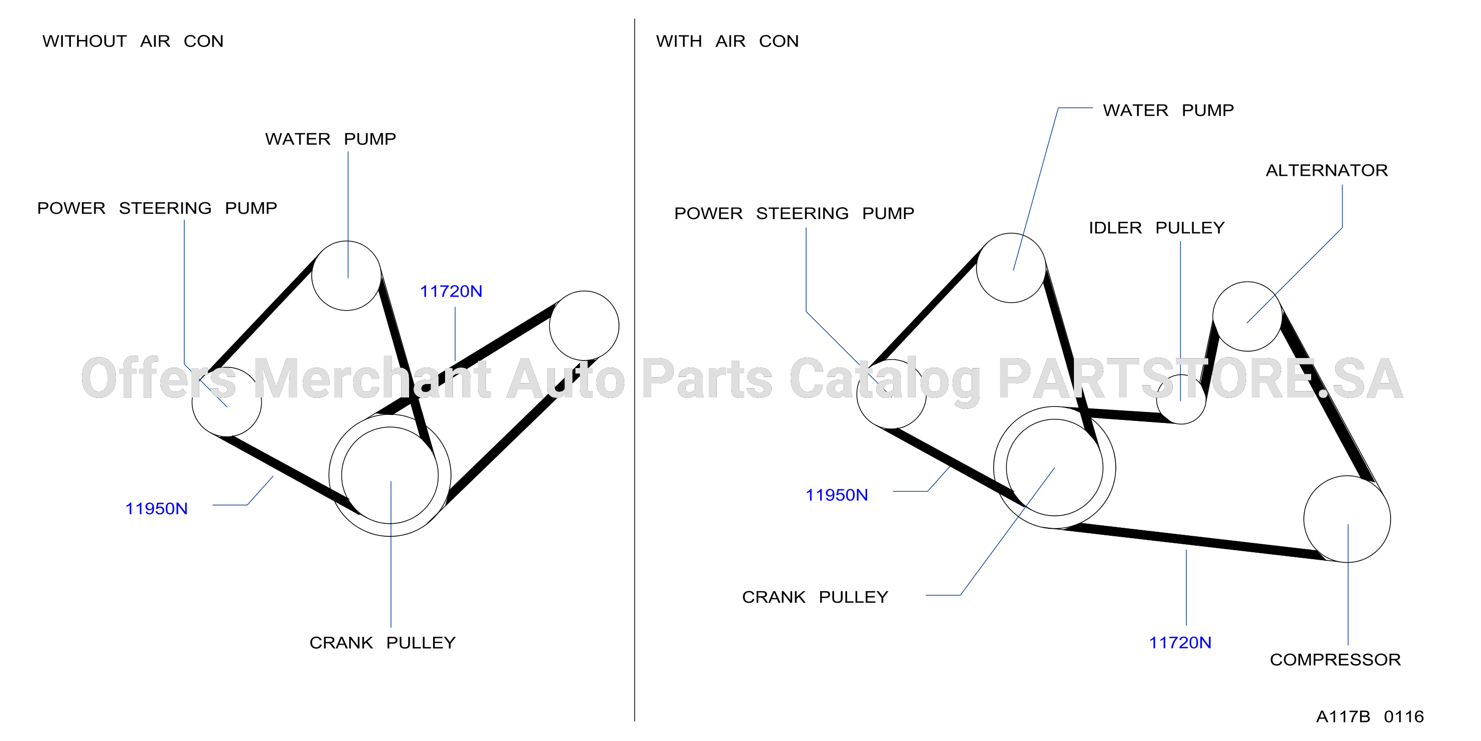 Fan Compressor Power Steering Belt