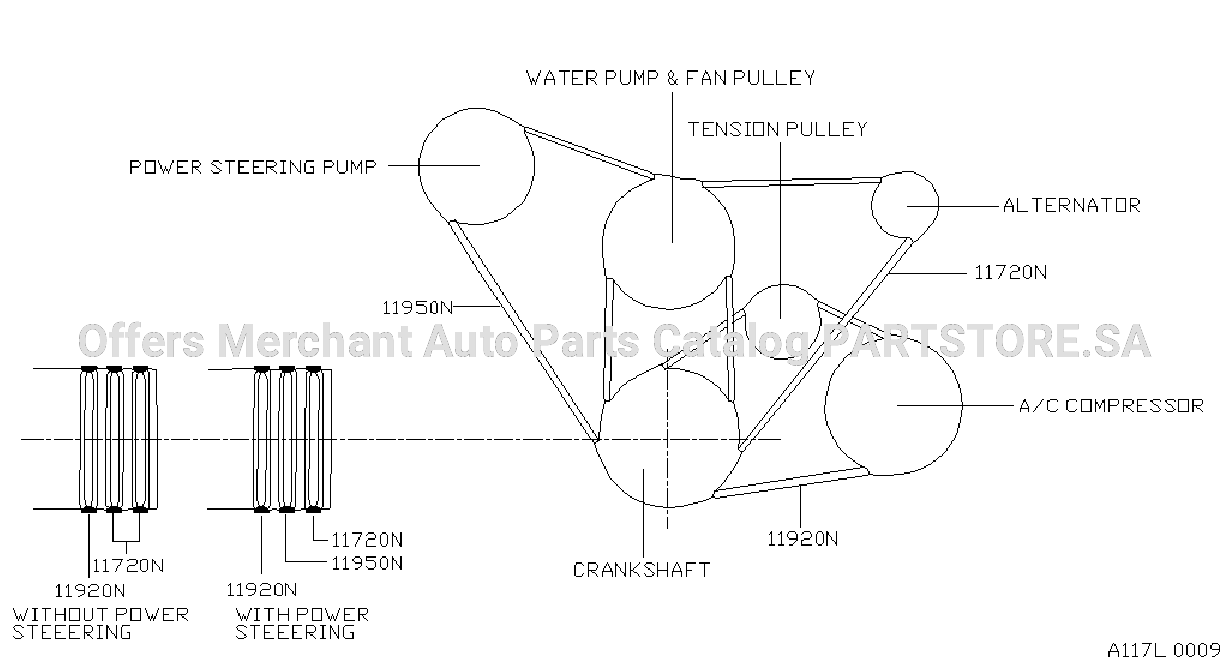 Fan Compressor Power Steering Belt