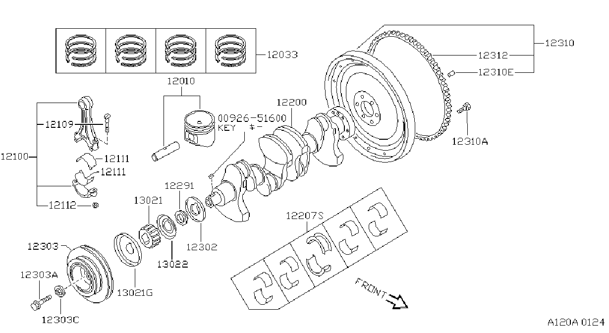Piston Crankshaft Flywheel