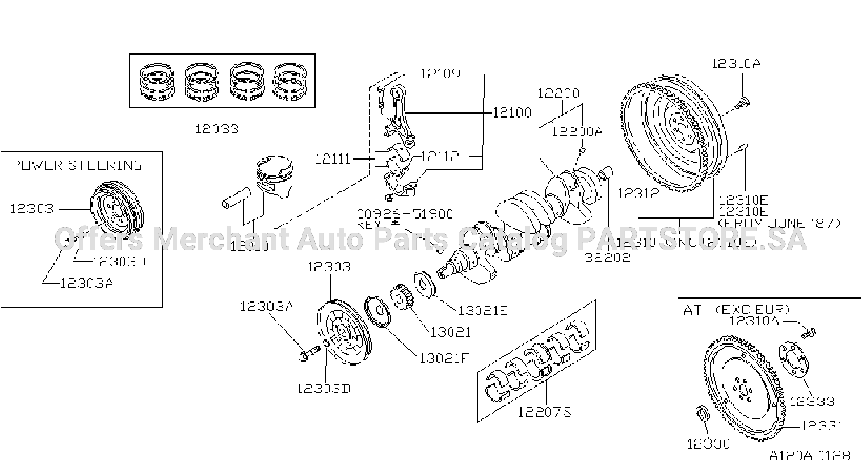 Piston Crankshaft Flywheel